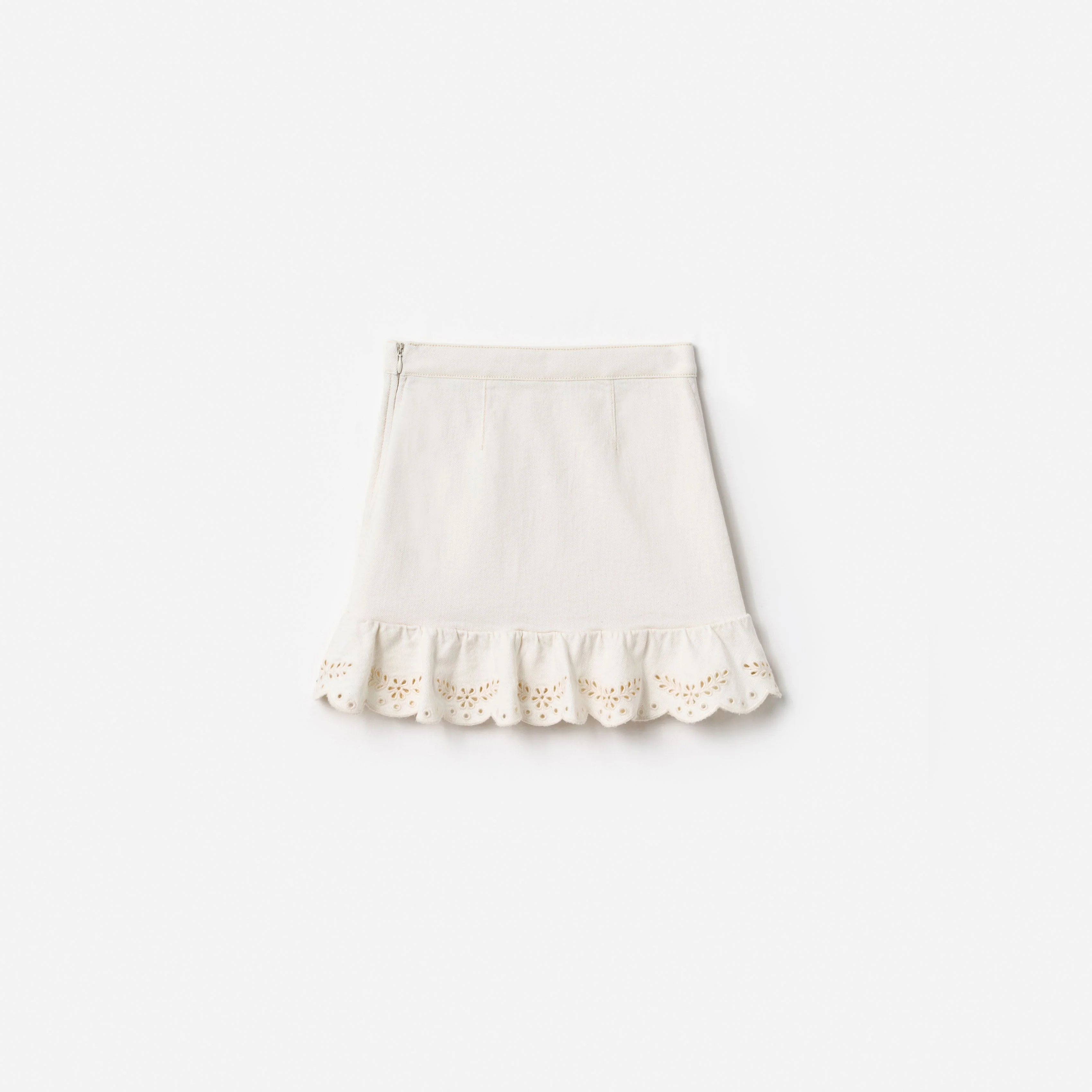 Cream Denim Cherry Motif Skirt - Image 2