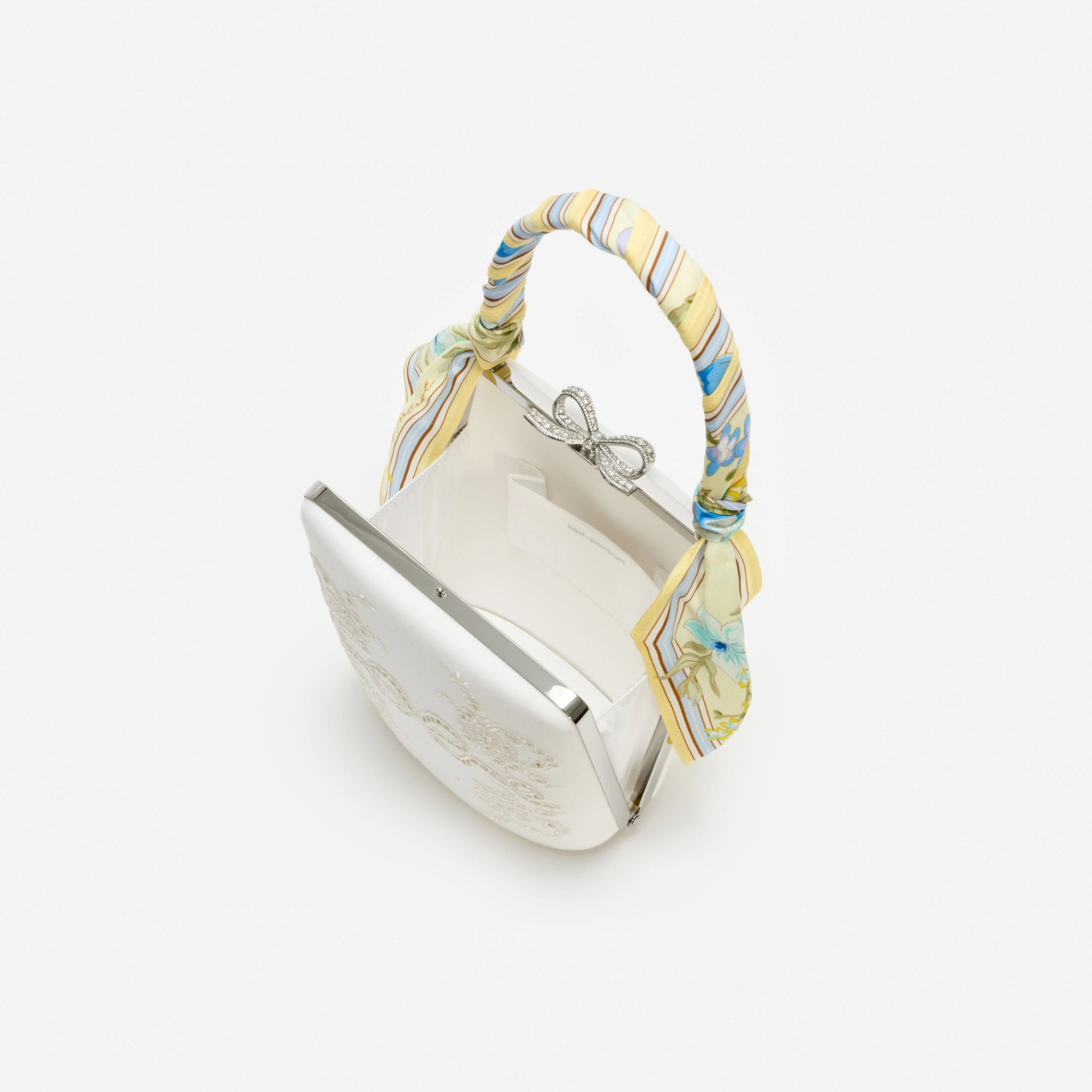 Cream Linen Yellow Floral Mini Bow Bag - Image 5