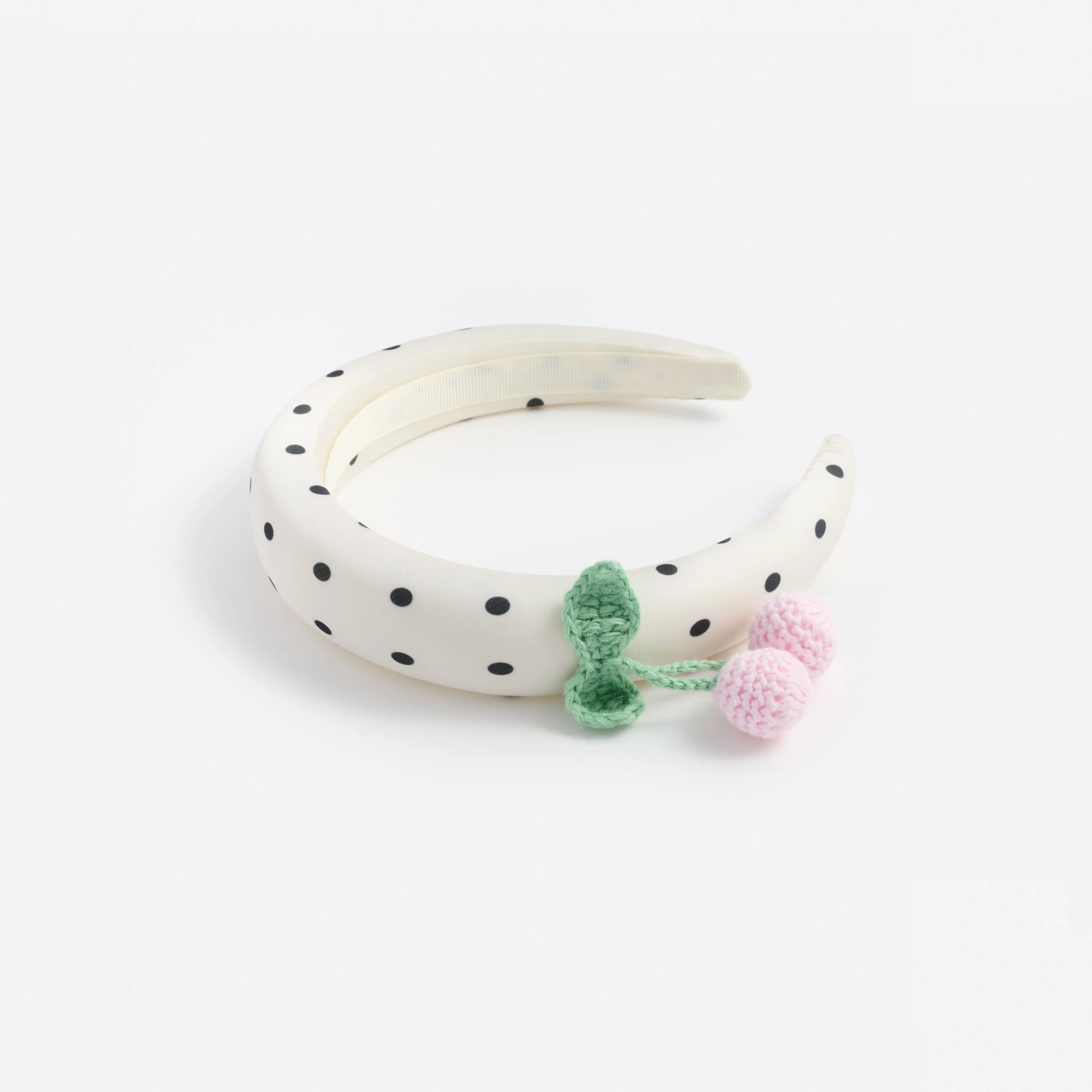 Cream Polka Dot Cherry Motif Headband - Image 2