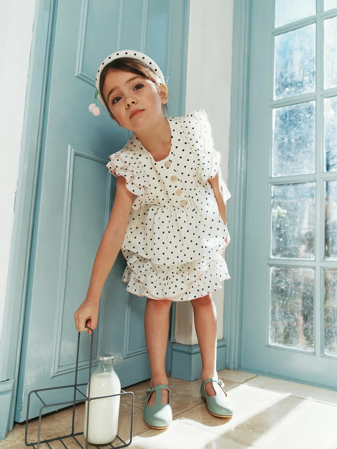 Cream Polka Dot Frill Top - Image 3