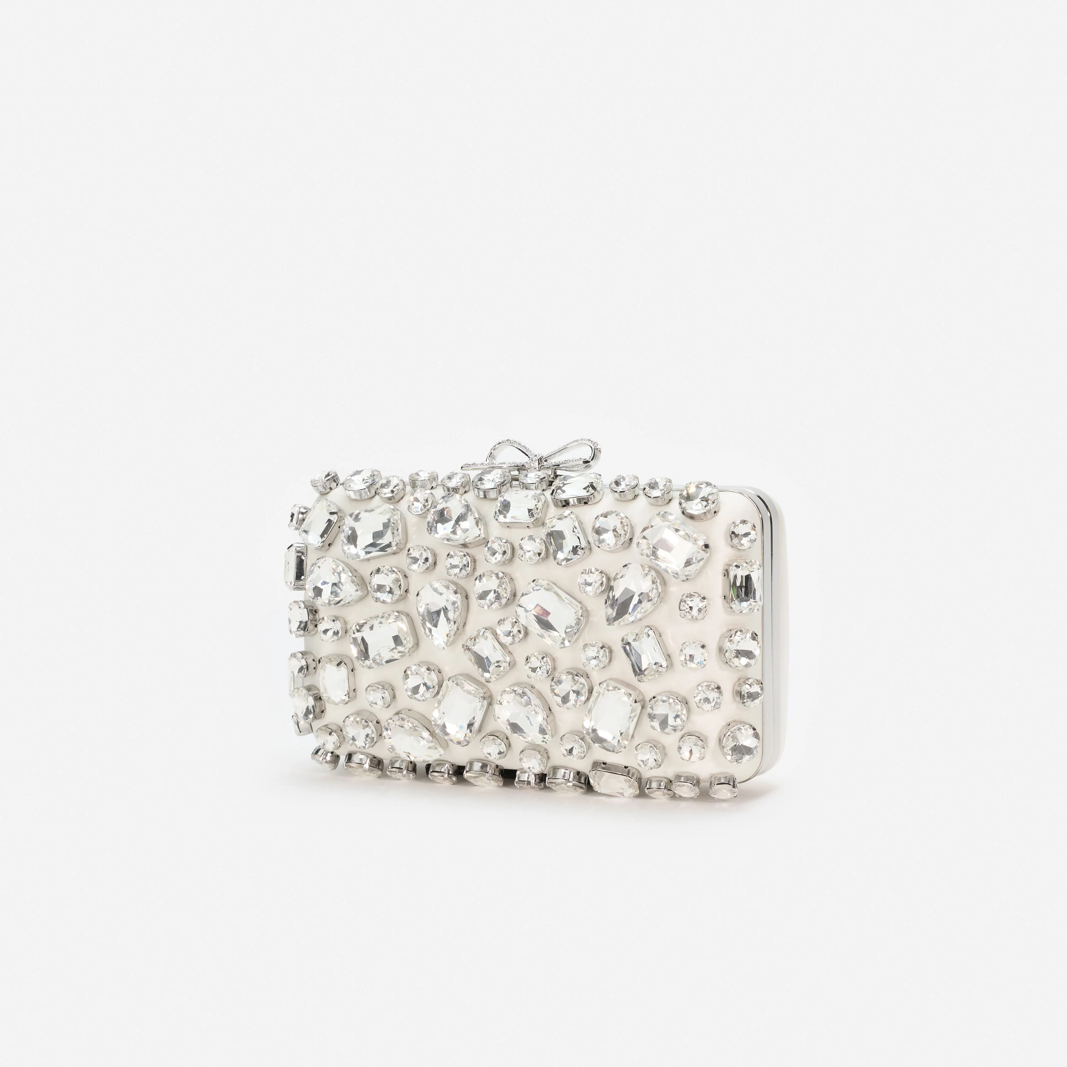Cream Satin Crystal Clutch Bag - Image 2