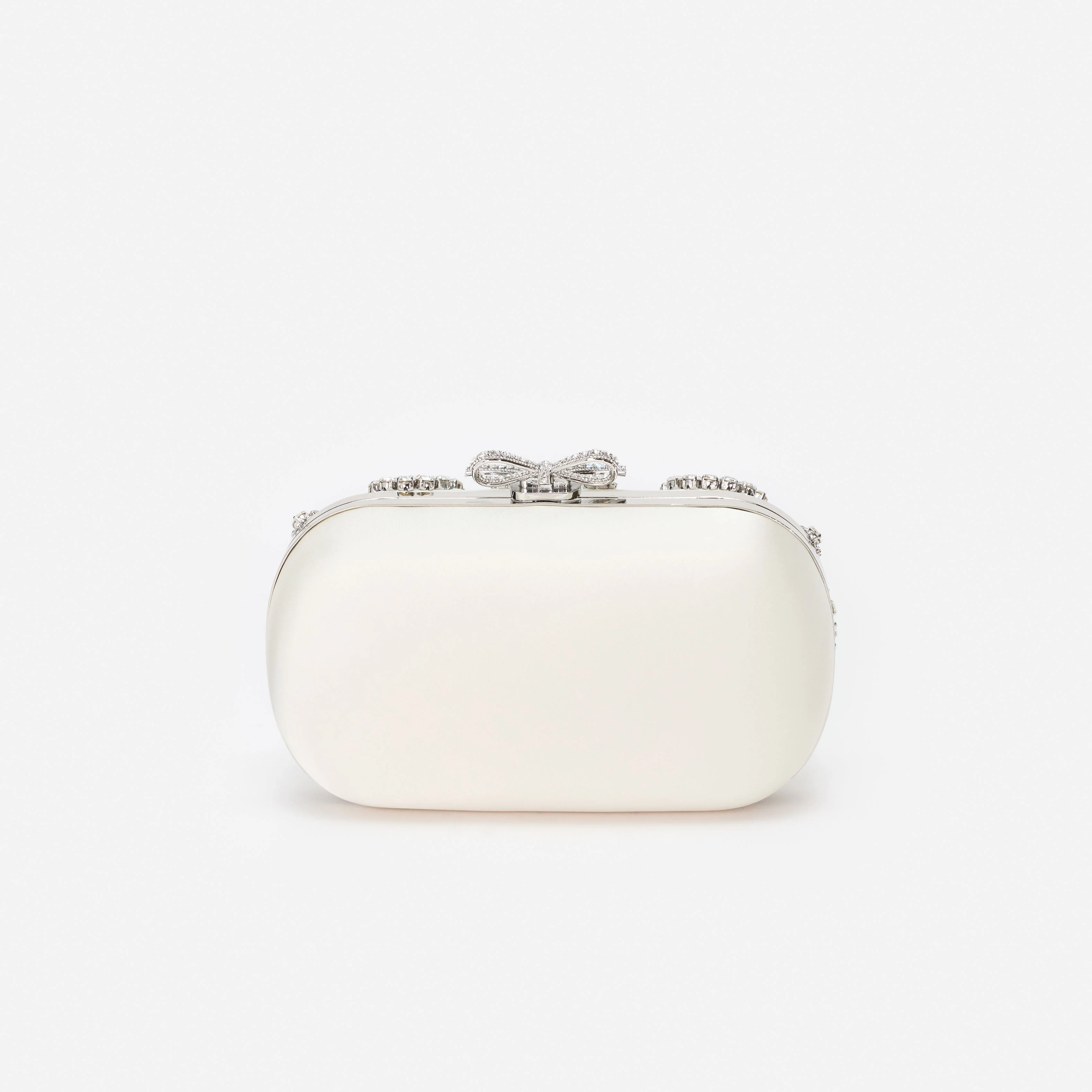 Cream Satin Multi Crystal Clutch Bag - Image 3