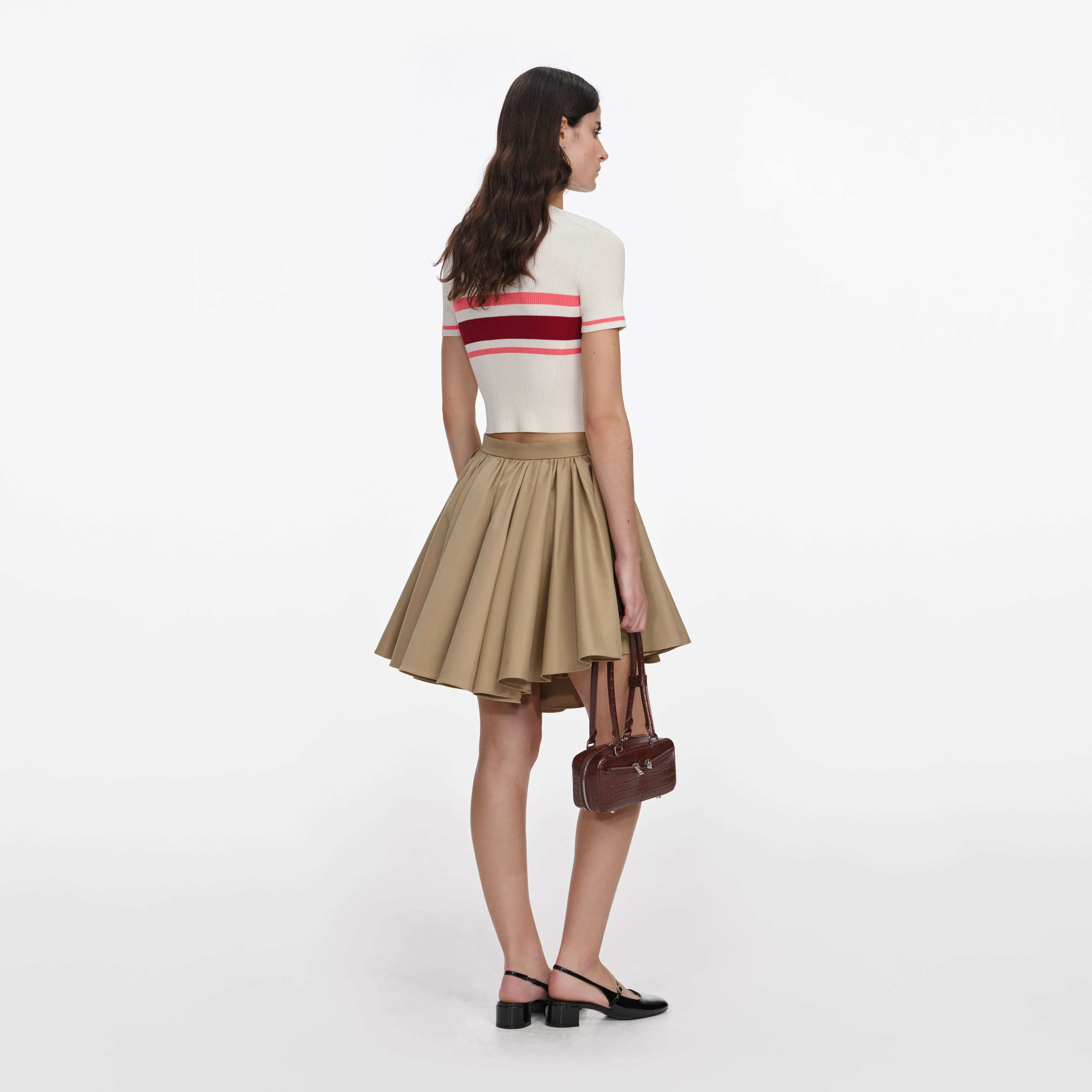 Cream Stripe Viscose Knit Top - Image 3