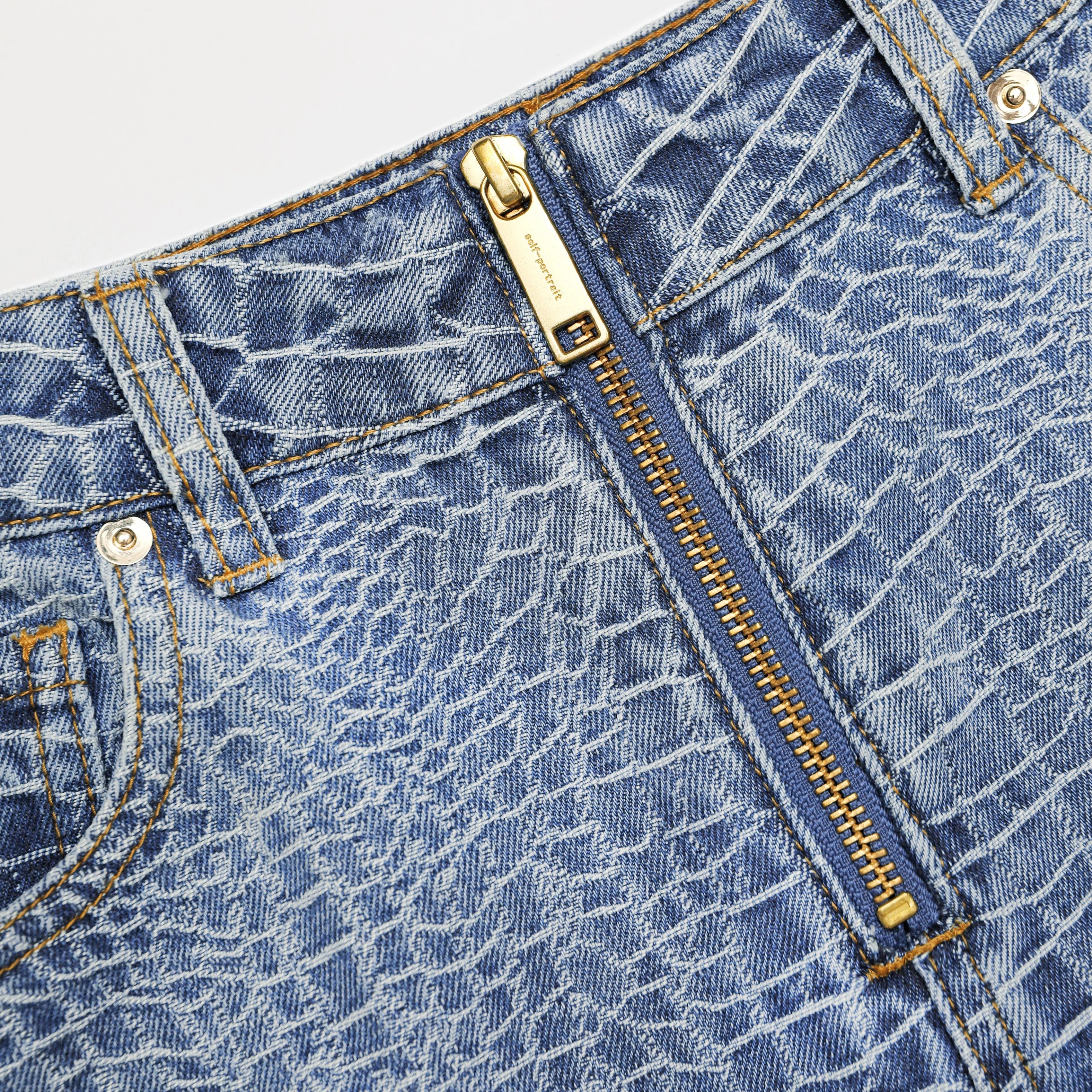 Croc Effect Straight Leg Jeans - Image 5