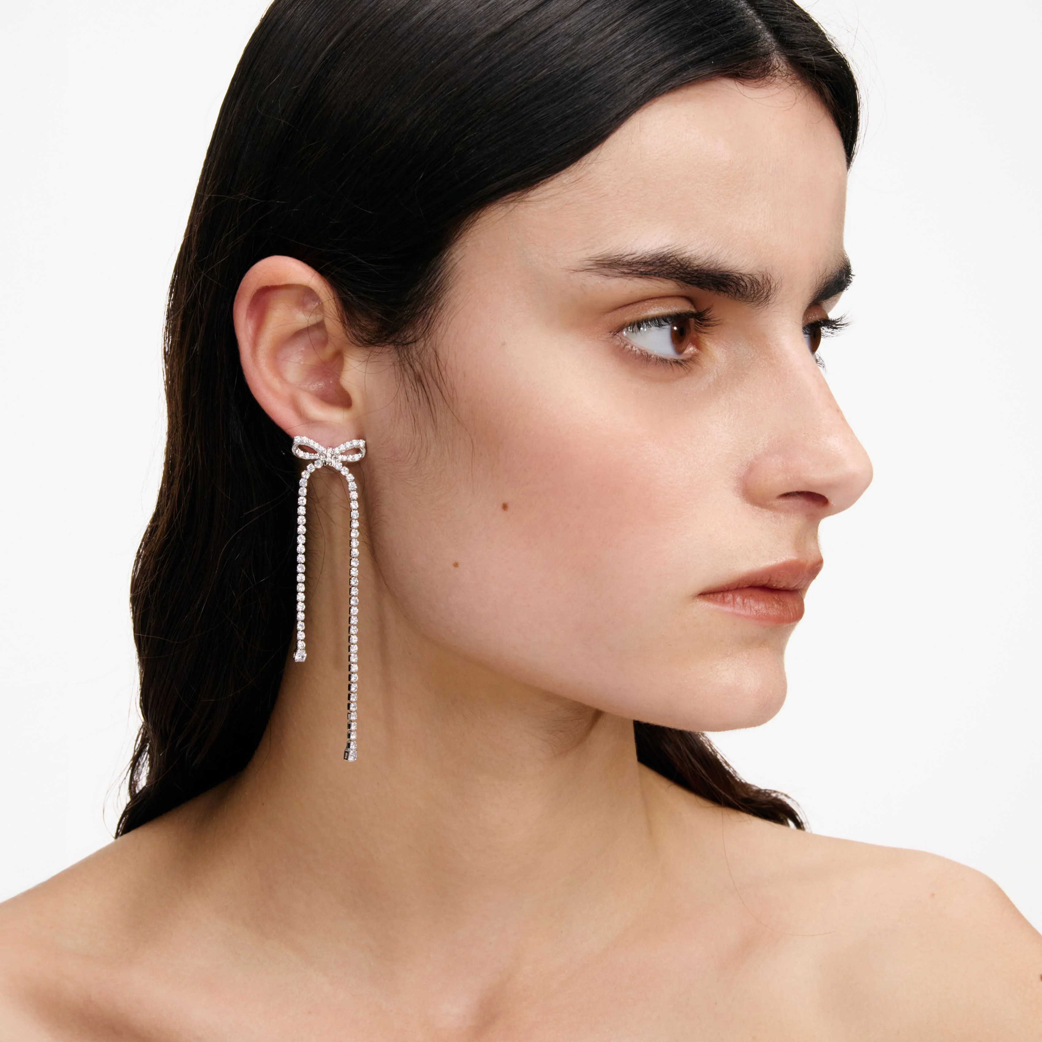 Crystal Bow Dangle Earrings - Image 4