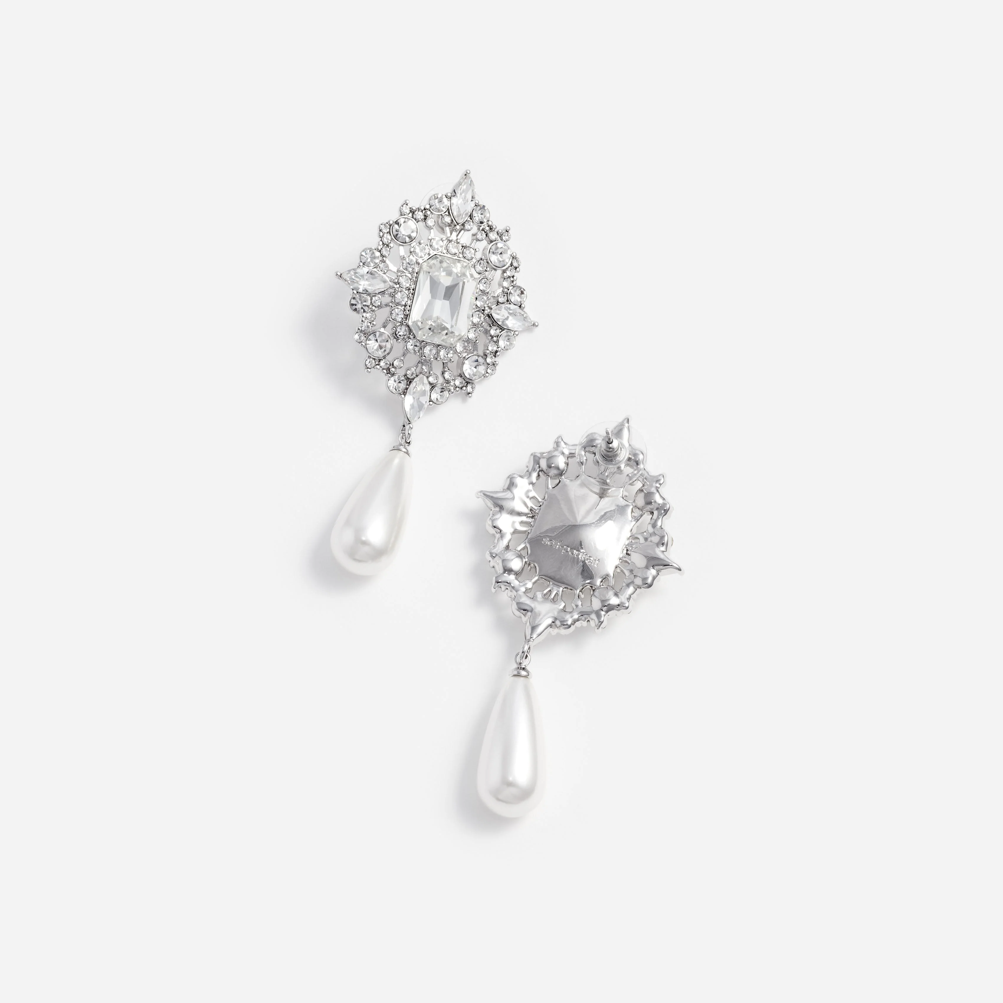Crystal Pearl Droplet Earrings - Image 3