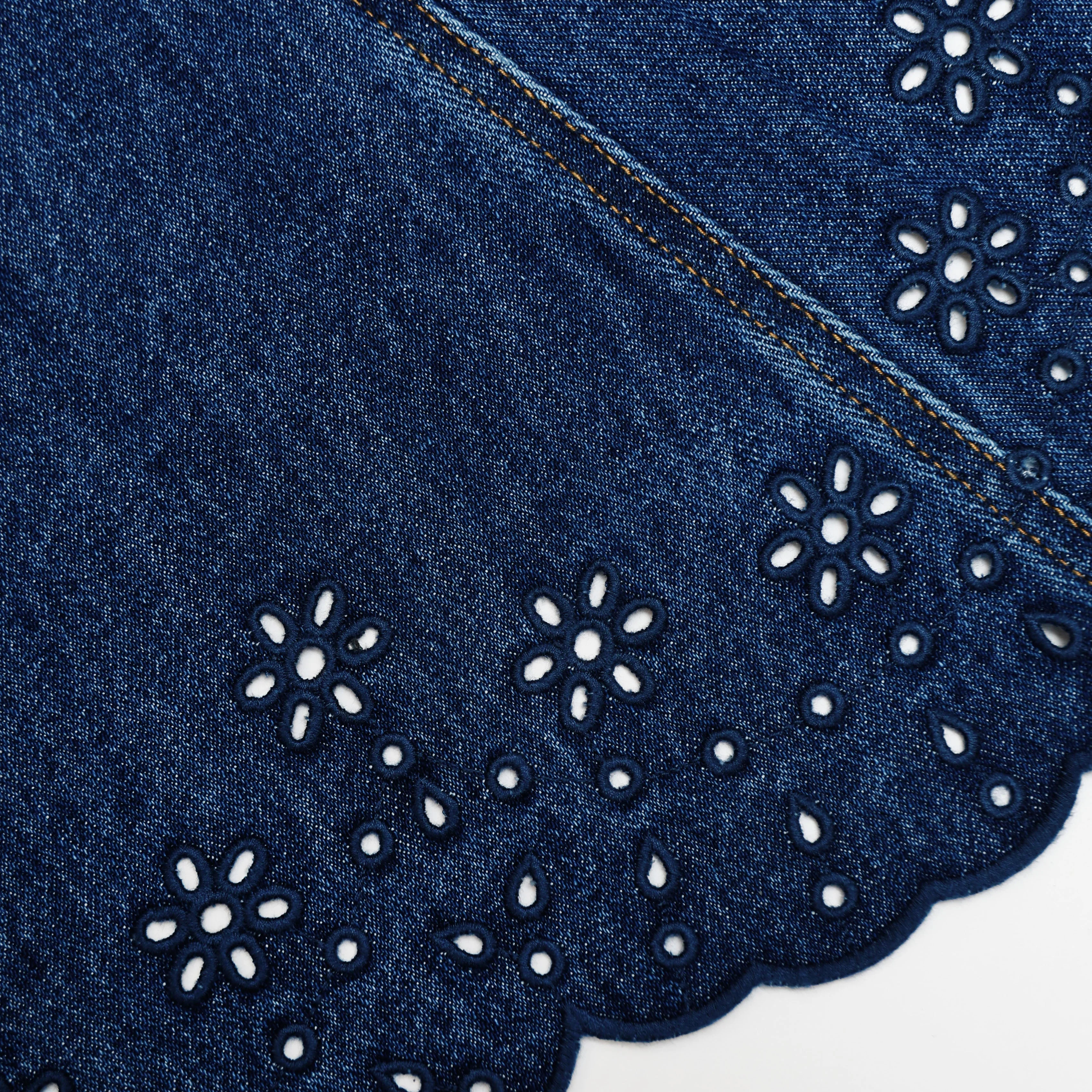 Denim Broderie Mini Dress - Image 5