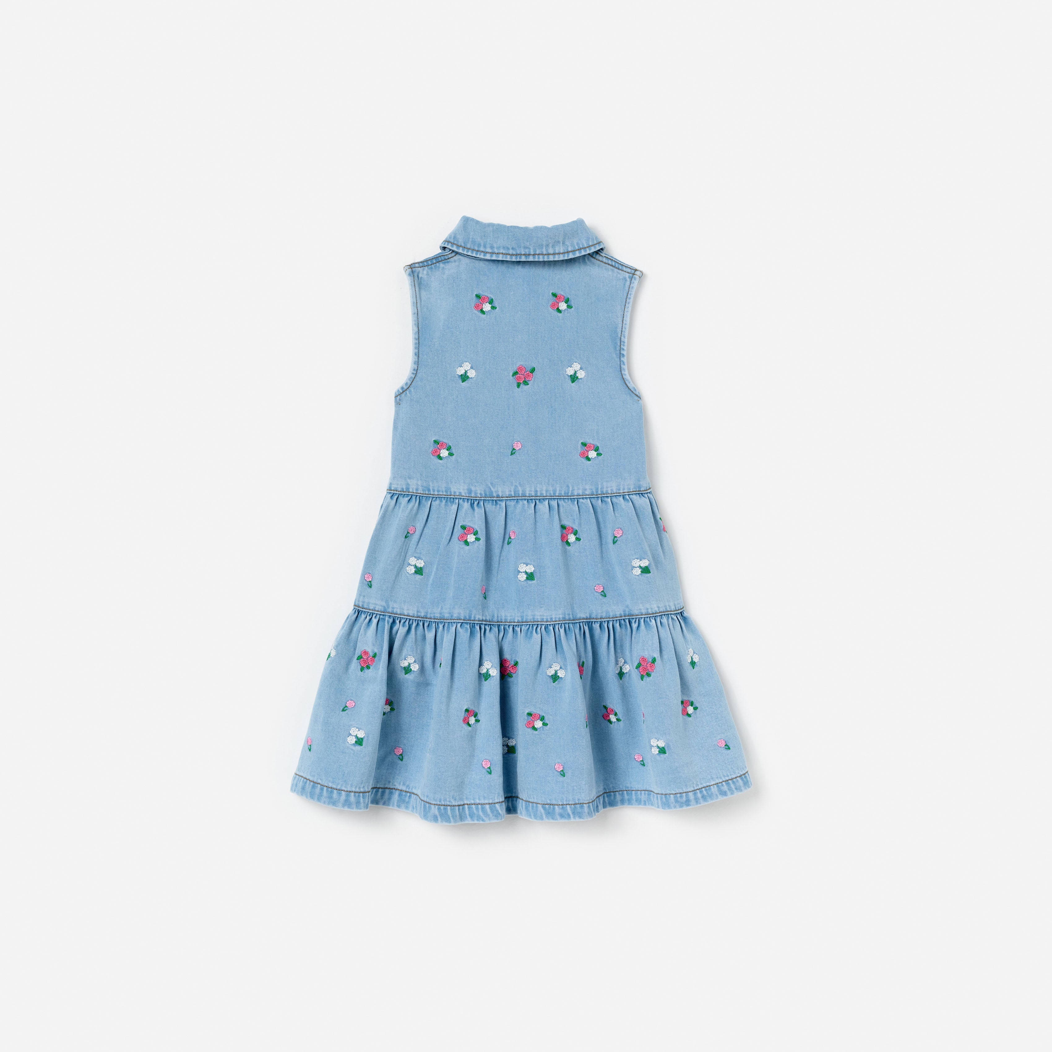 Flower Denim Embroidered Dress - Image 2