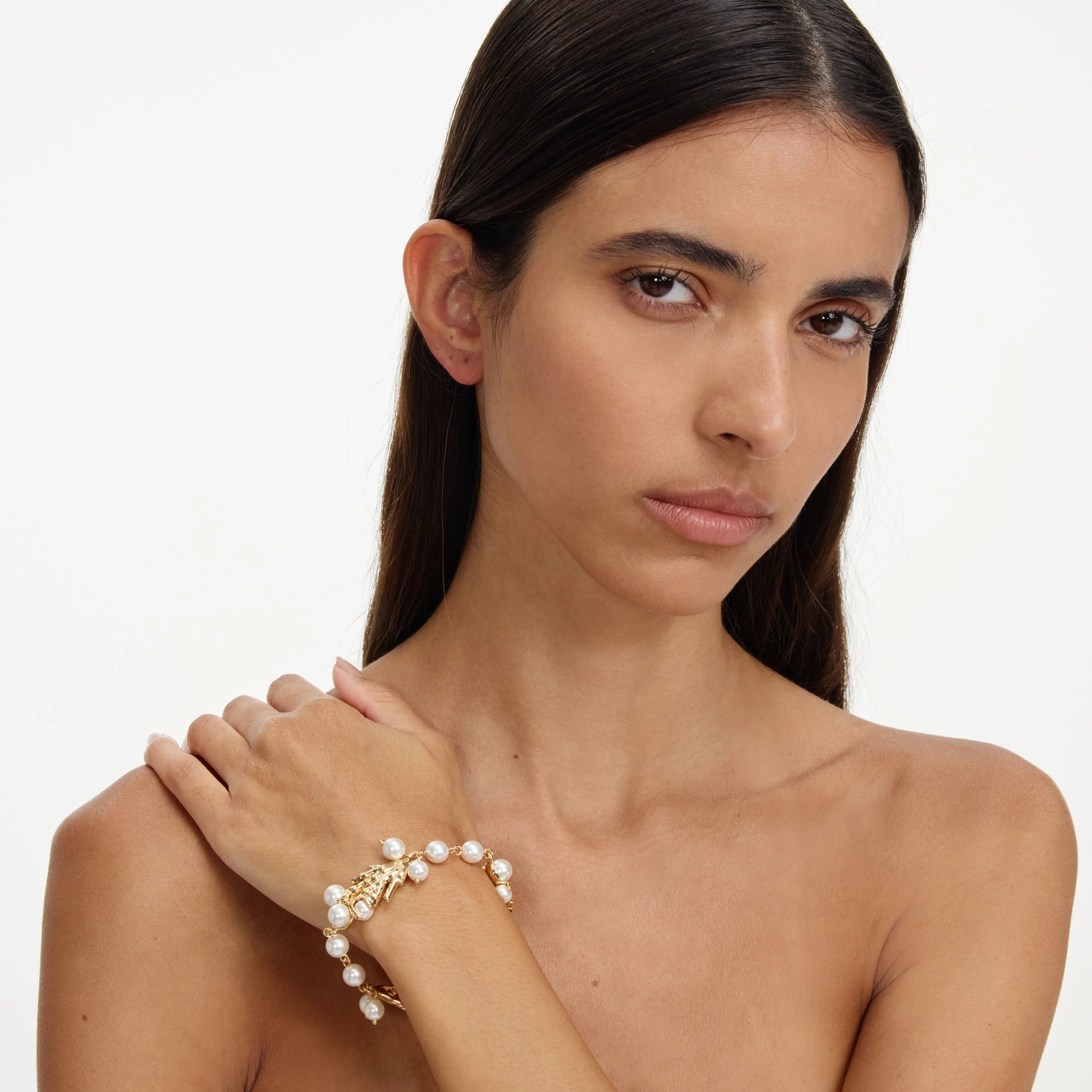 Gold Coral Pearl Bracelet - Image 2