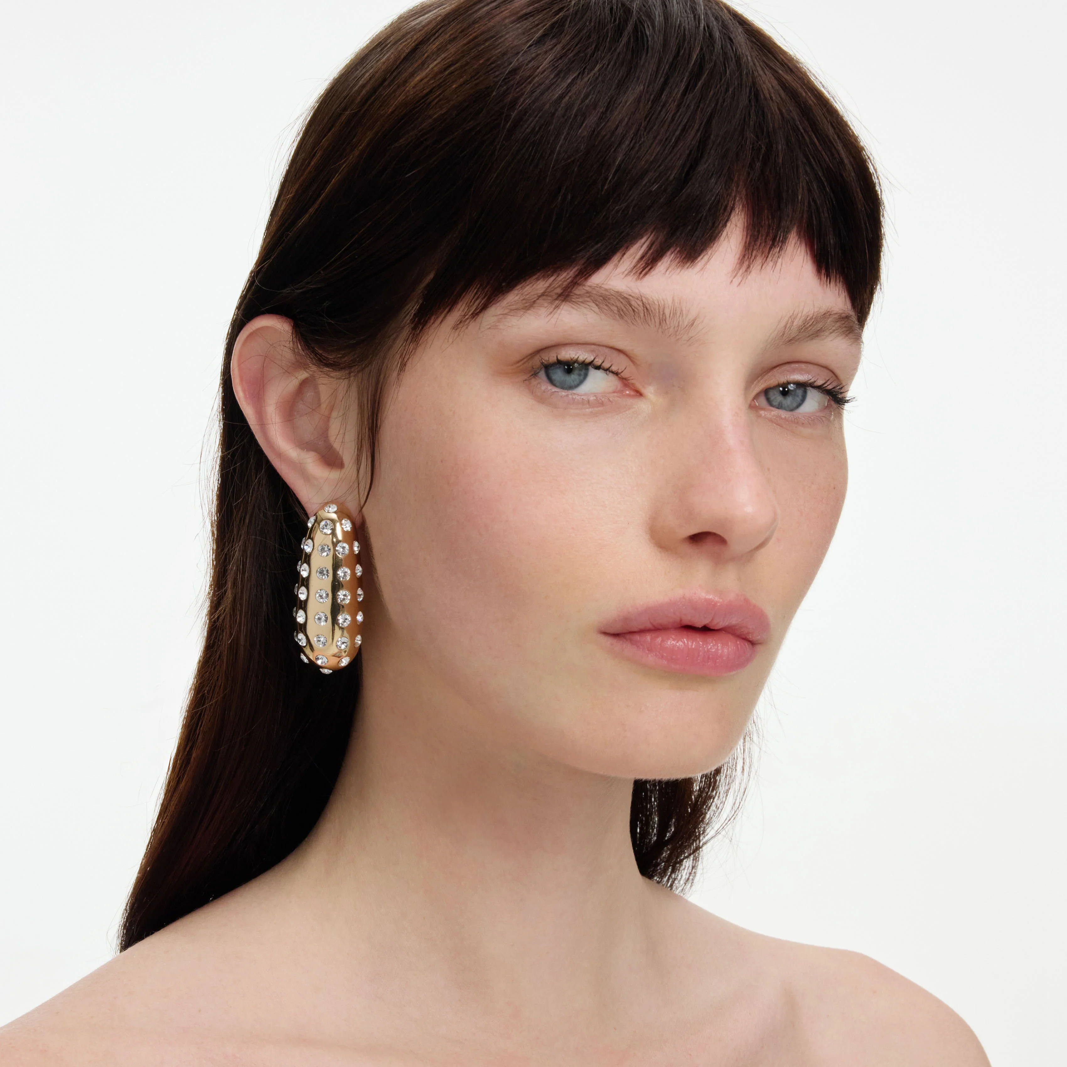 Gold Crystal Bar Earrings - Image 2