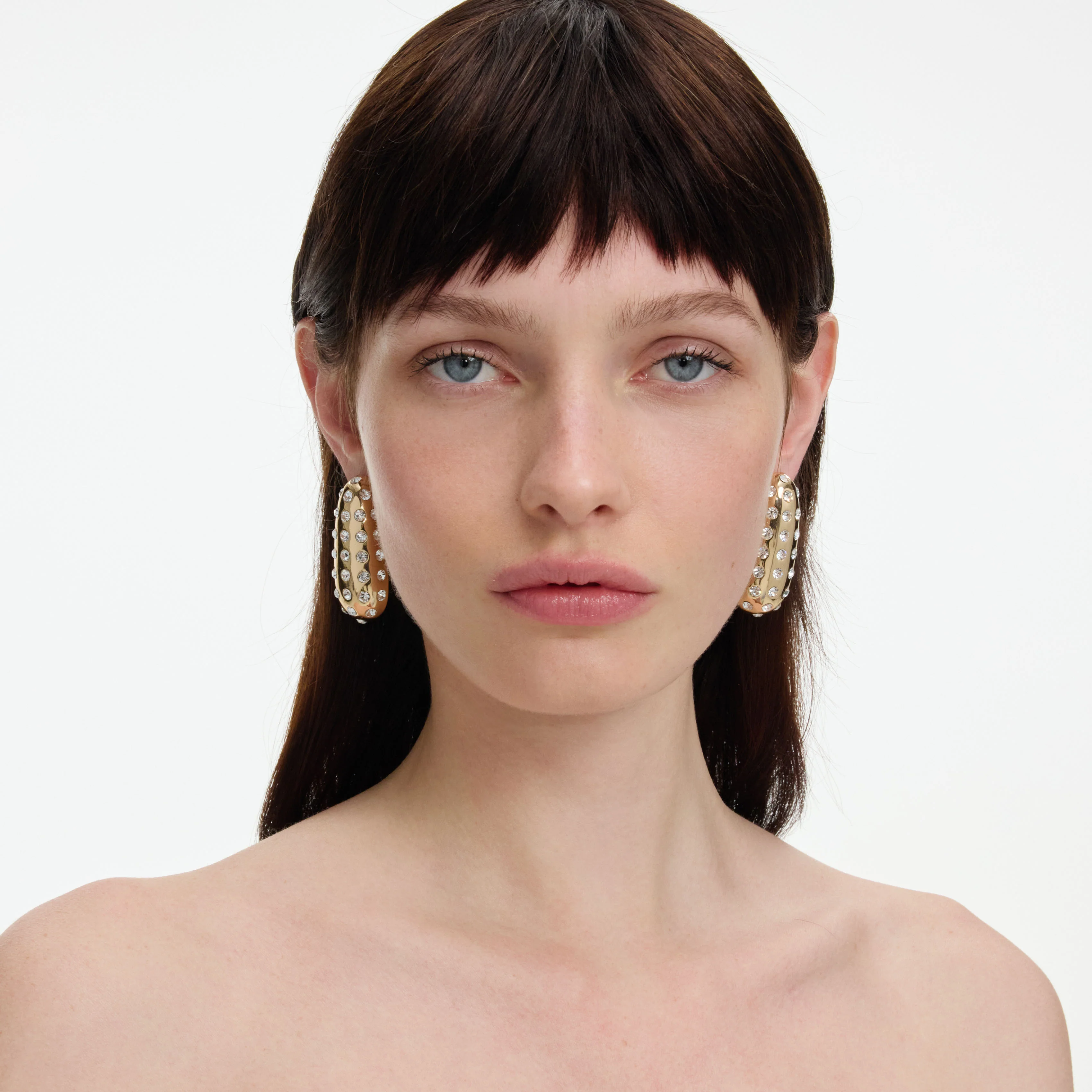 Gold Crystal Bar Earrings - Image 4