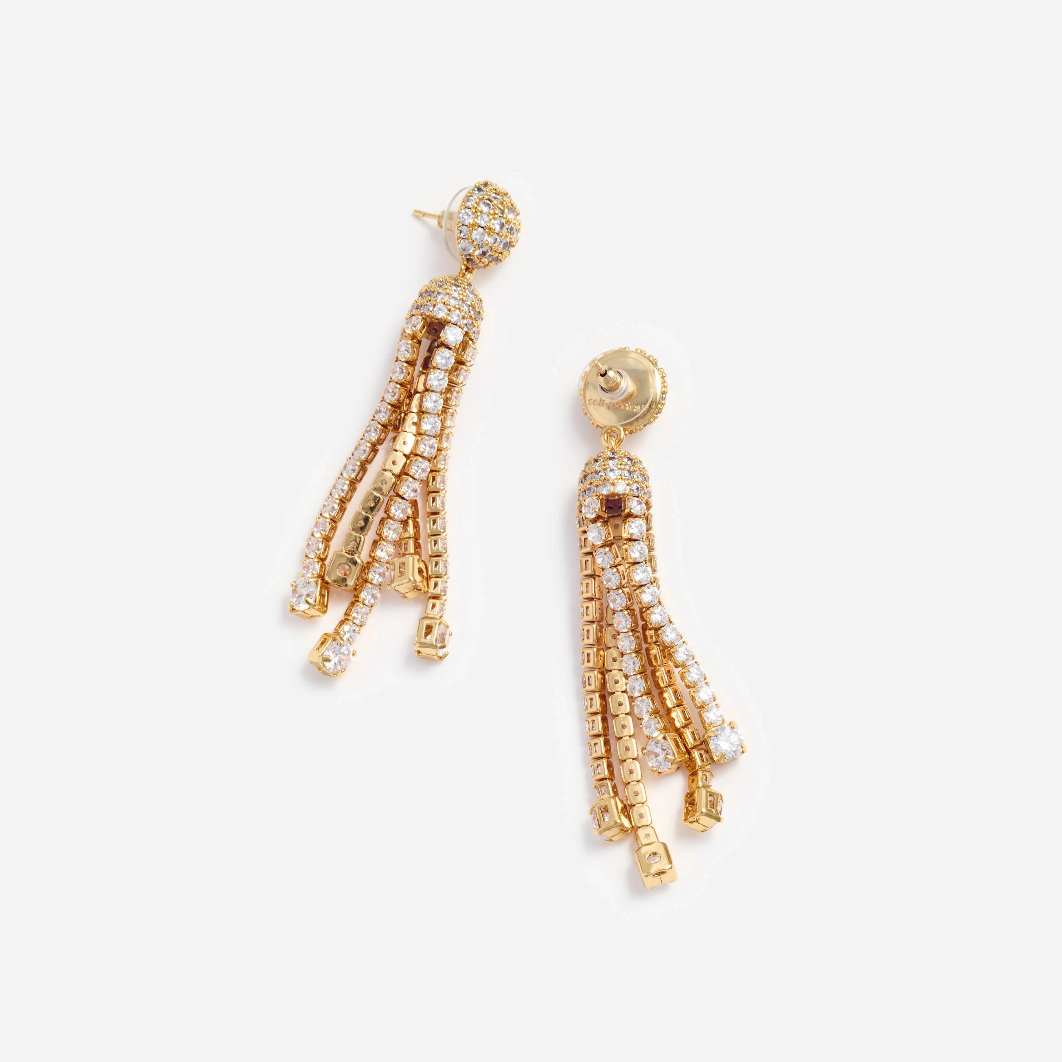 Gold Crystal Cluster Tiered Earrings - Image 3