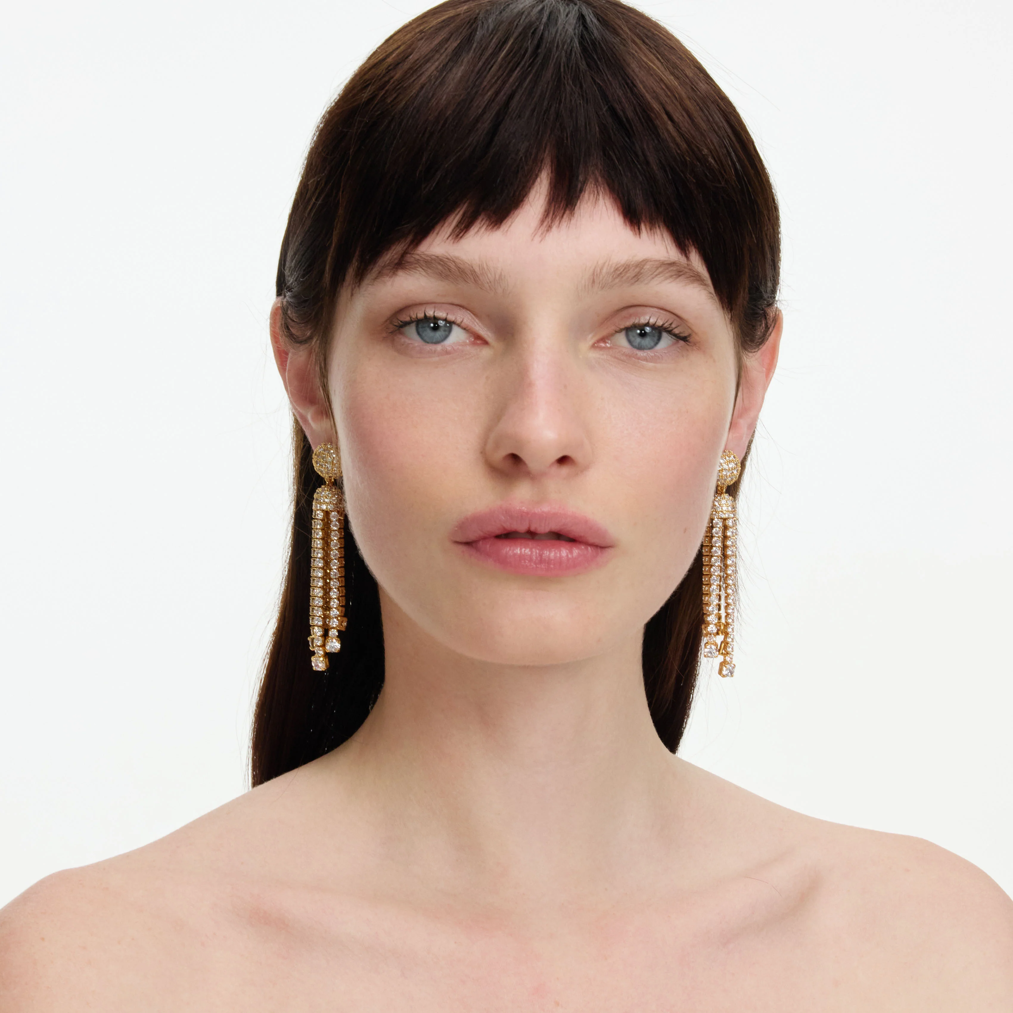 Gold Crystal Cluster Tiered Earrings - Image 4