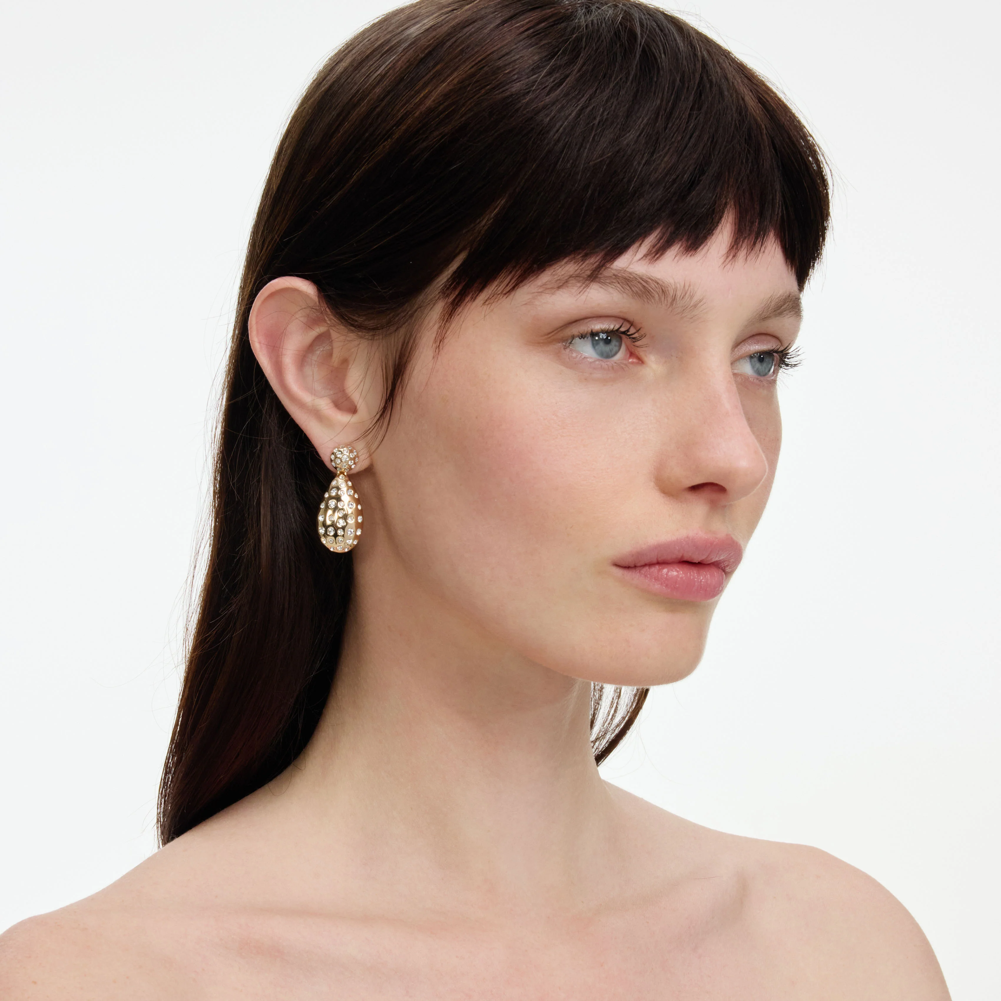 Gold Crystal Drop Earrings - Image 2