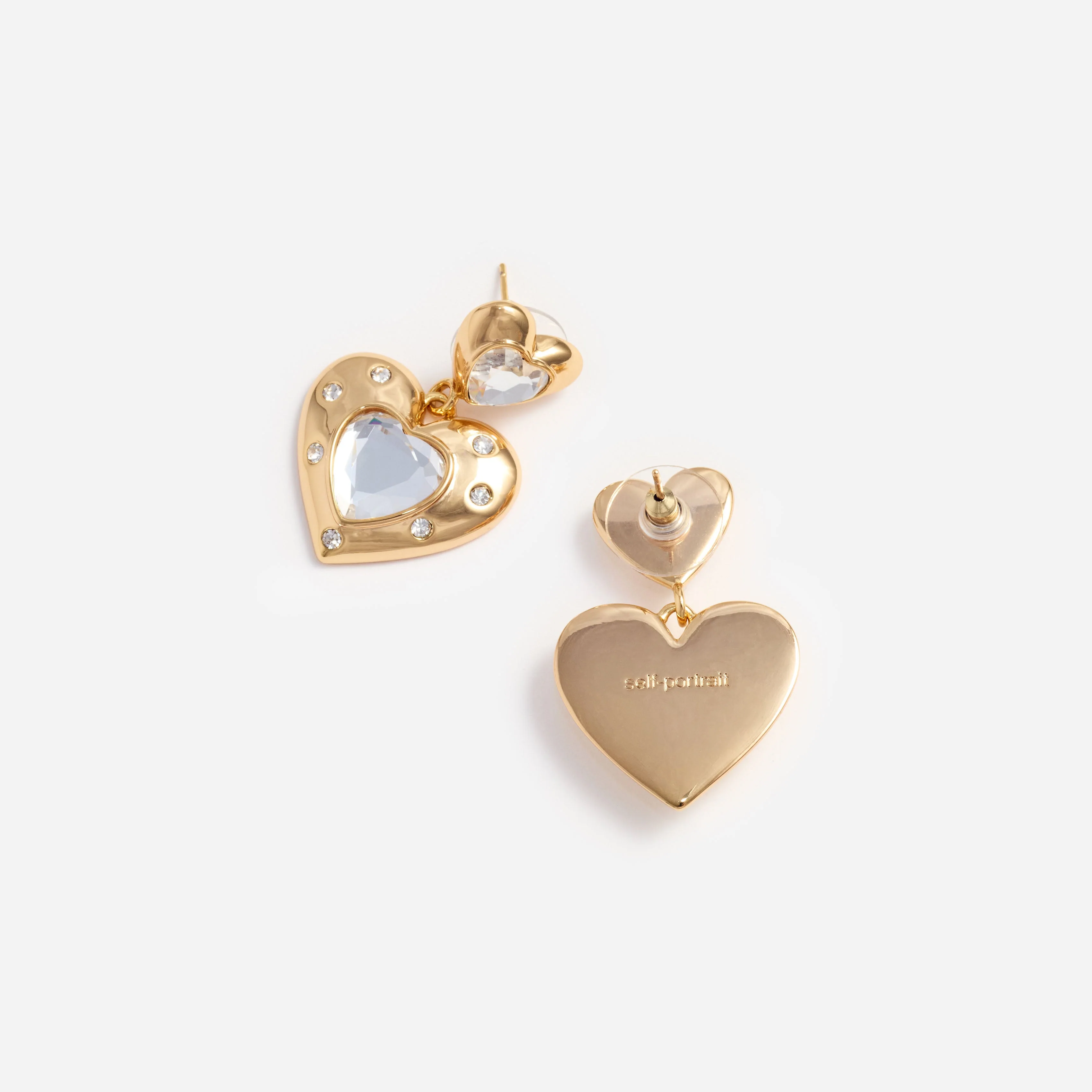 Gold Crystal Heart Tiered Earrings - Image 3