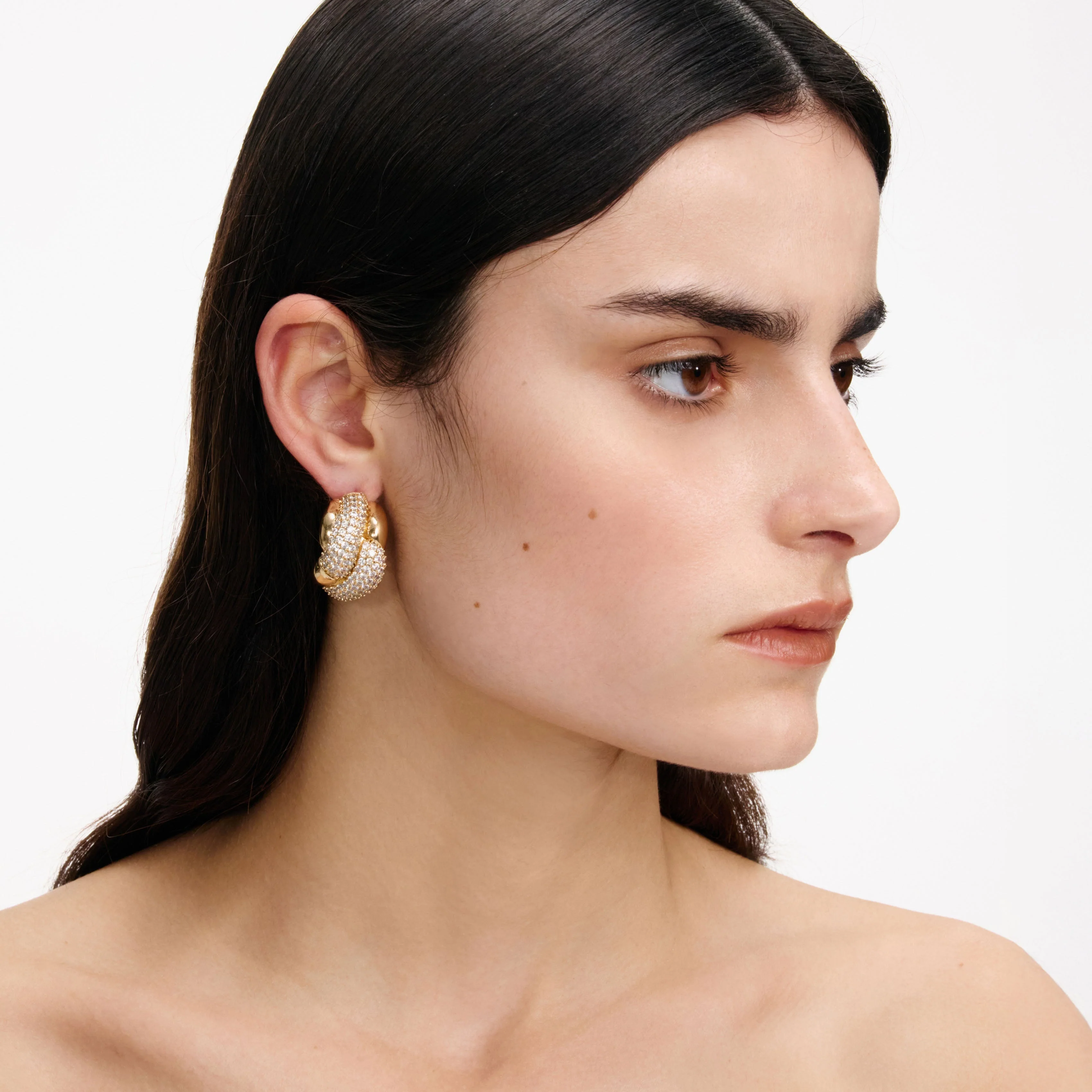 Gold Crystal Knot Earrings - Image 2