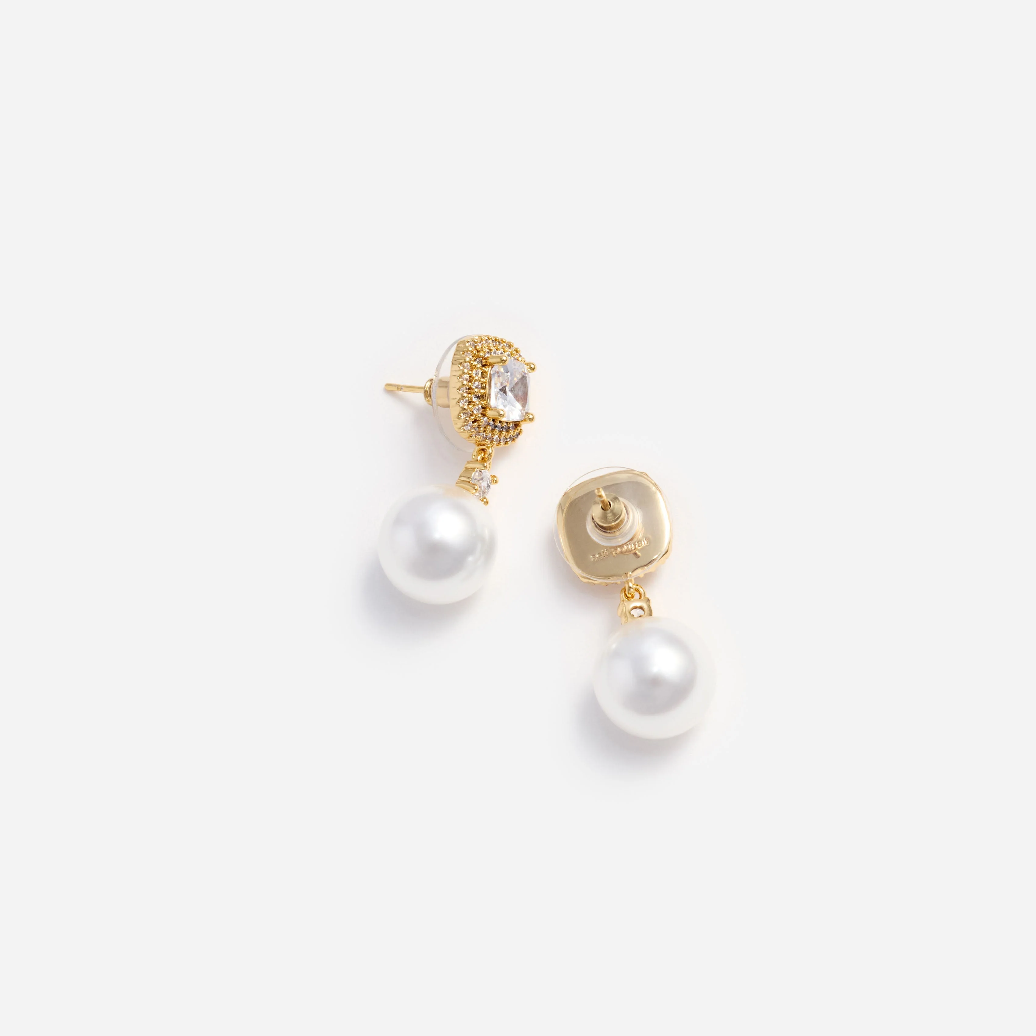 Gold Crystal Pearl Earrings - Image 3