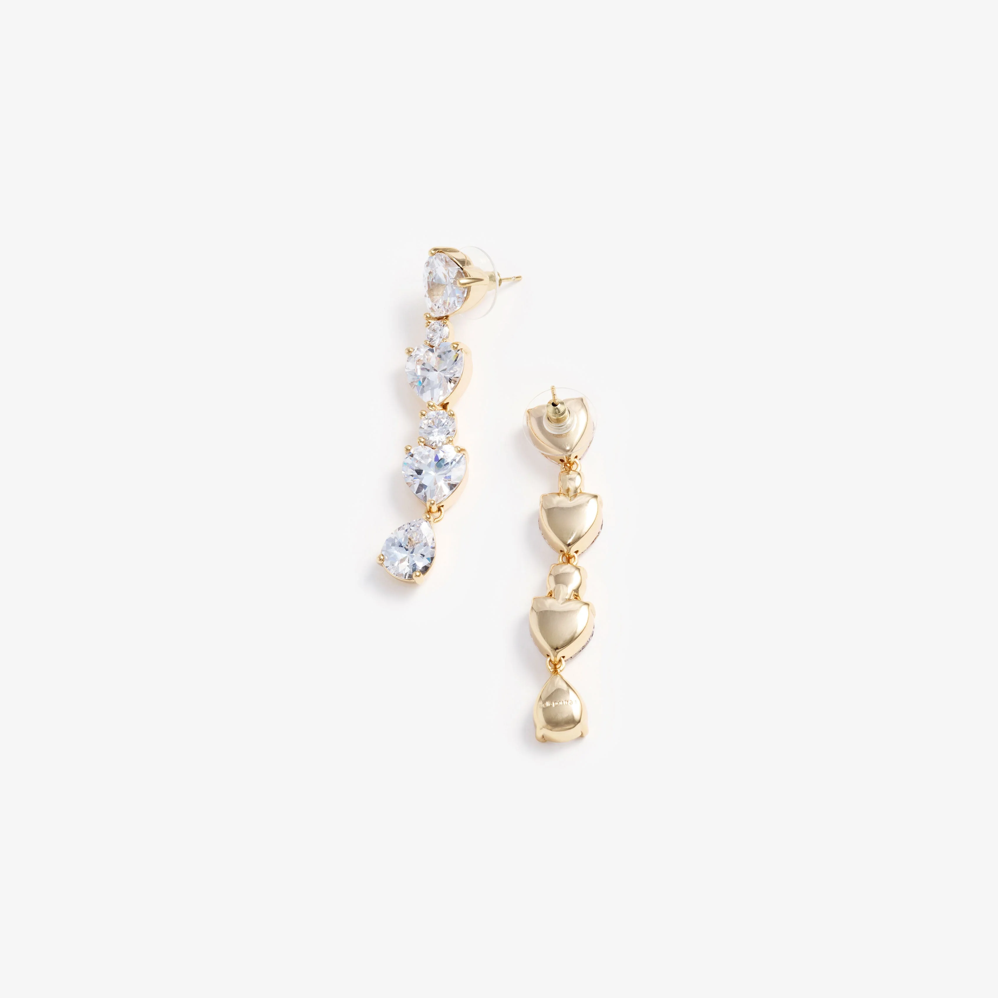 Gold Heart Crystal Tiered Earrings - Image 3