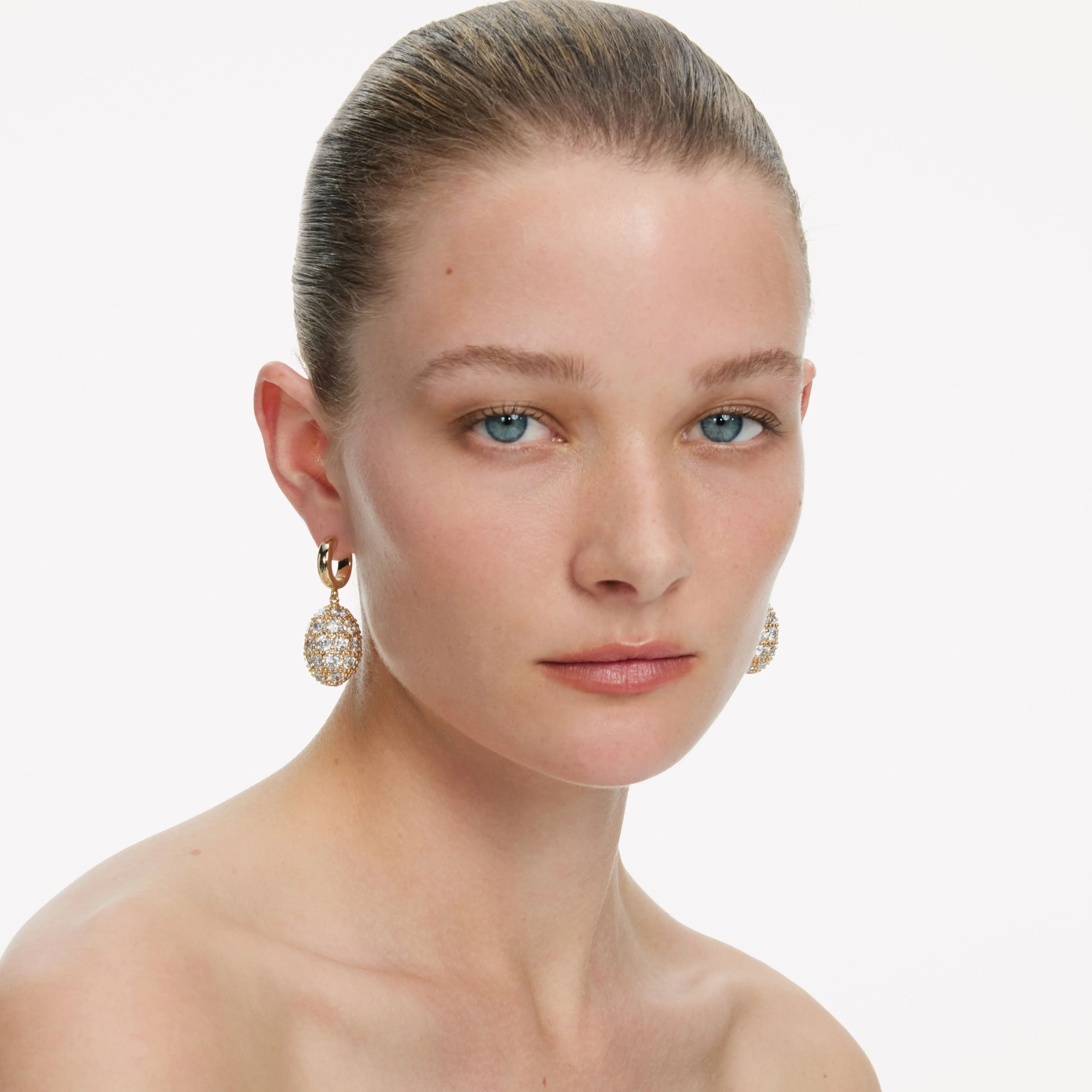 Gold Hoop Crystal Cluster Earrings - Image 2