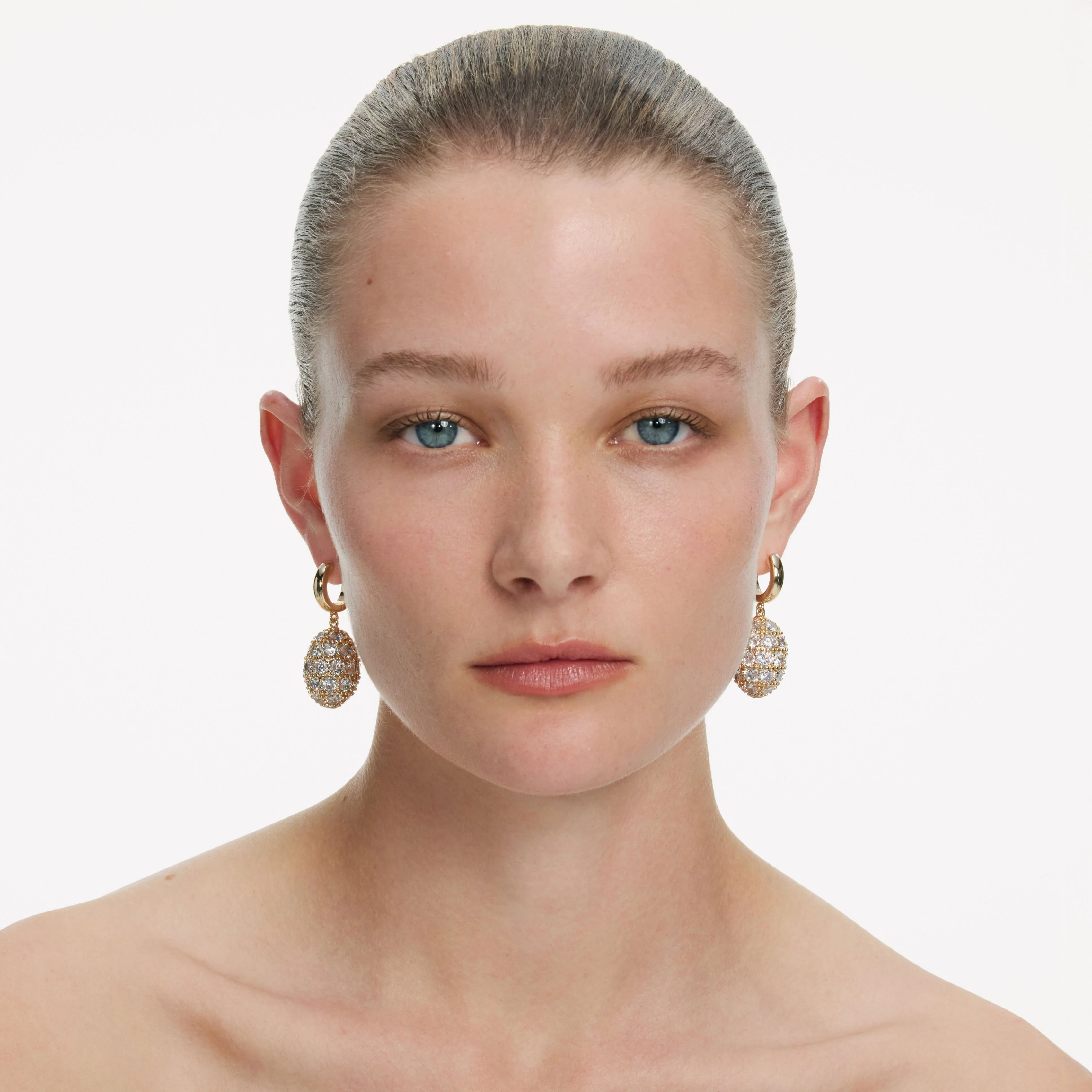 Gold Hoop Crystal Cluster Earrings - Image 4
