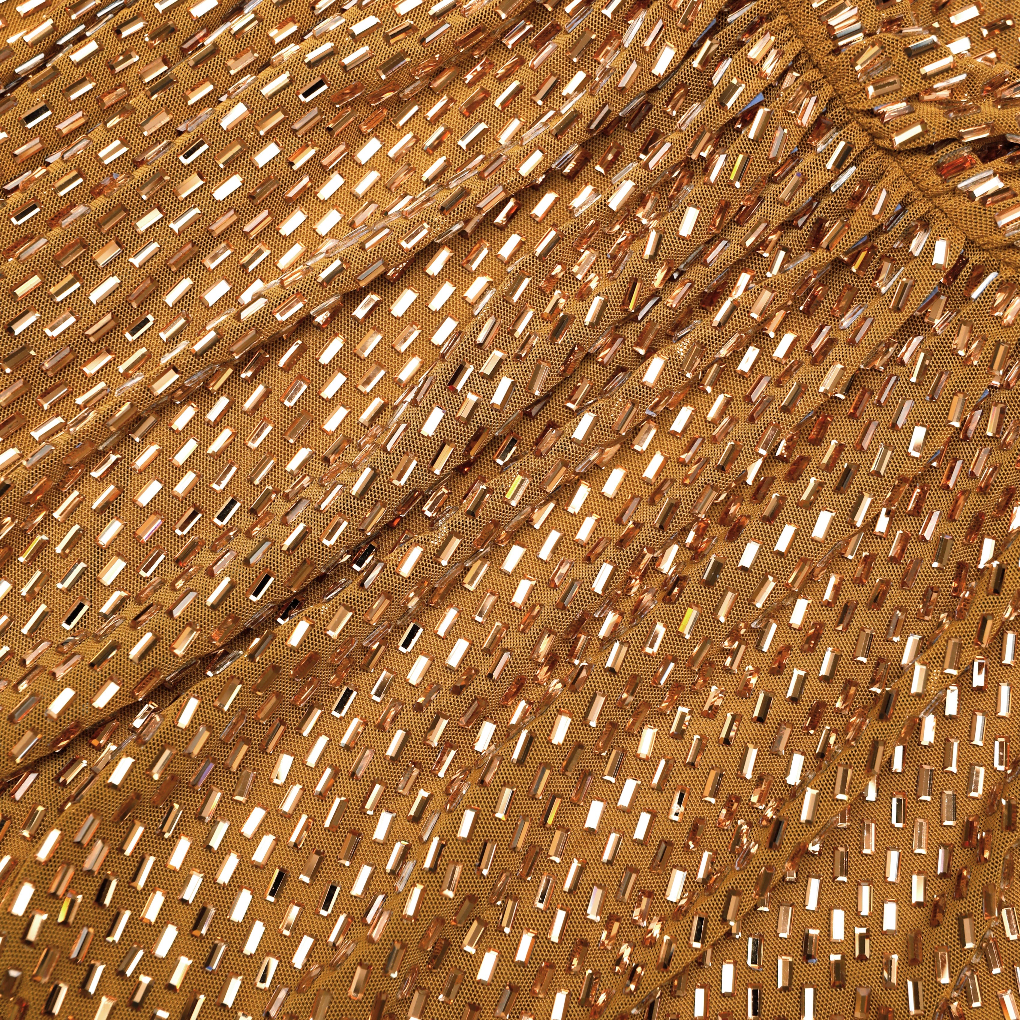 Gold Rhinestone Drape Maxi Dress - Image 5