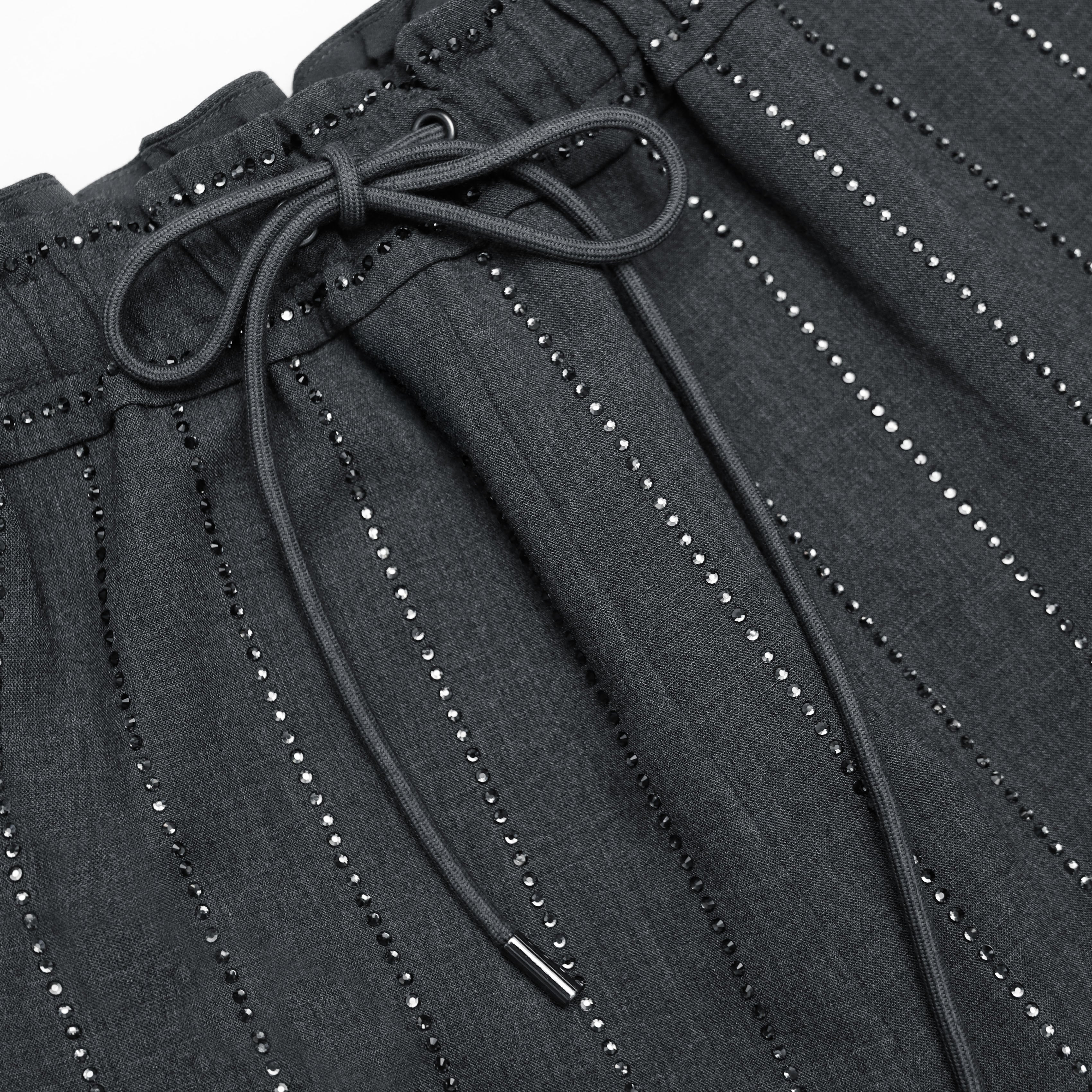 Grey Rhinestone Pinstripe Trousers - Image 5
