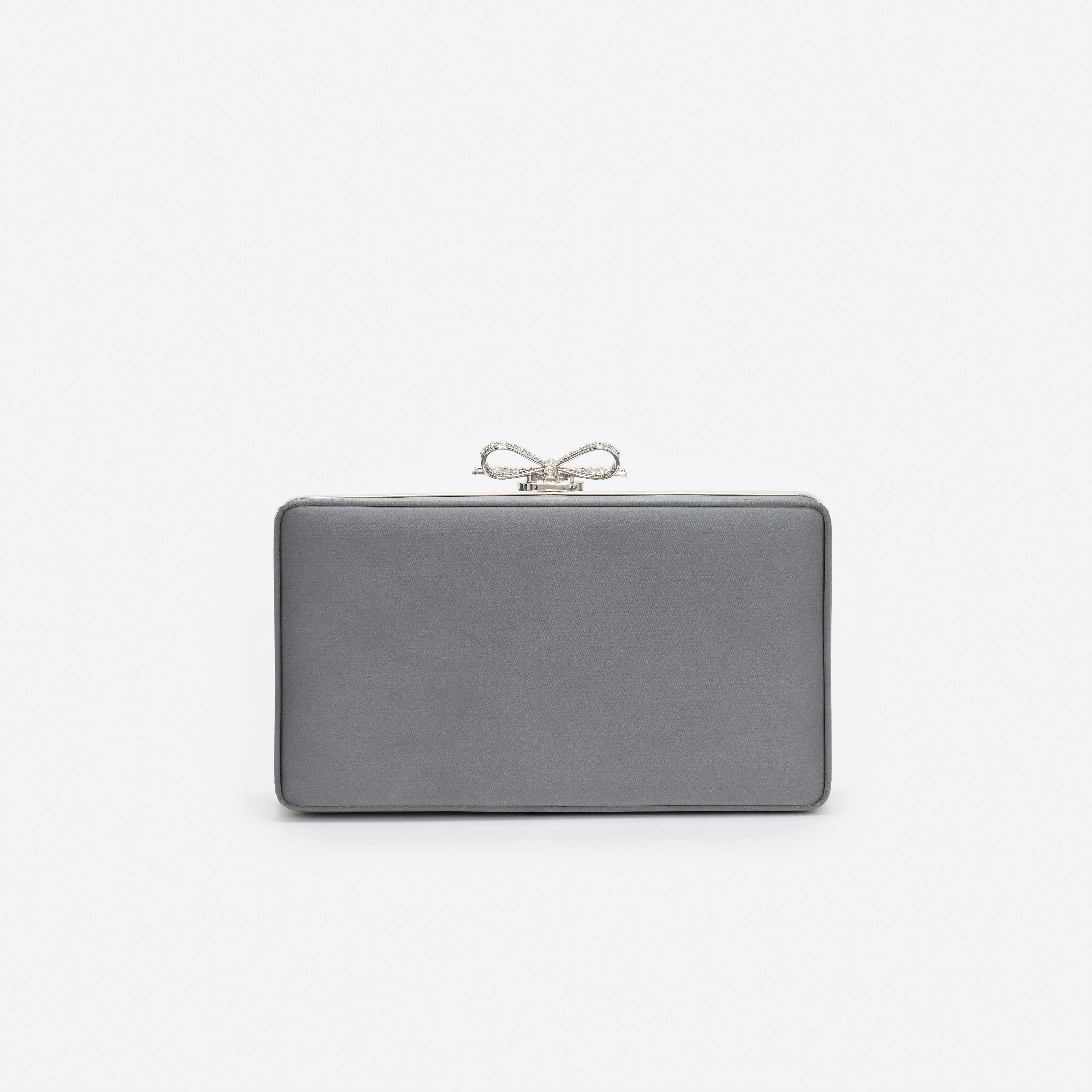 Grey Satin Crystal Clutch Bag - Image 3