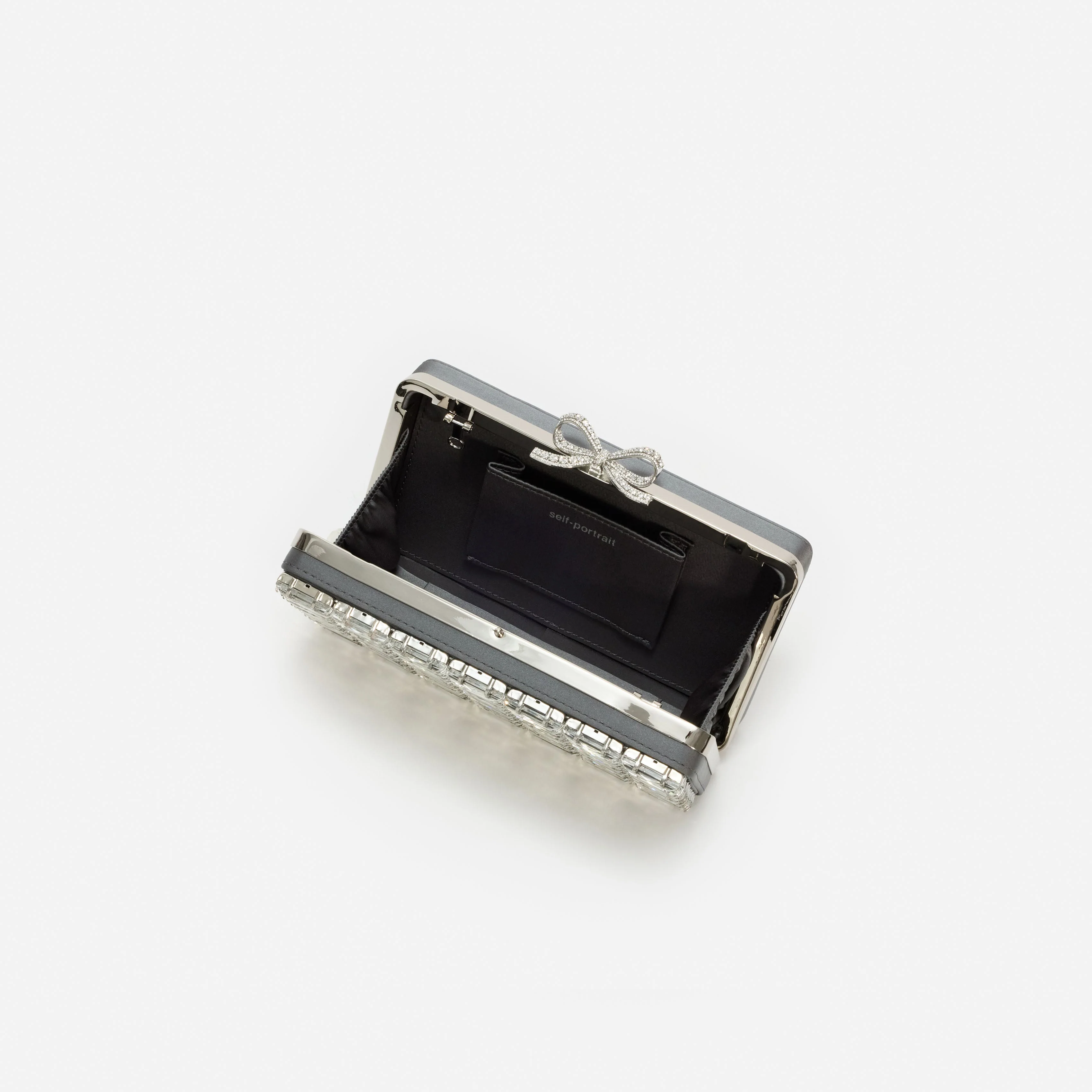 Grey Satin Crystal Clutch Bag - Image 5