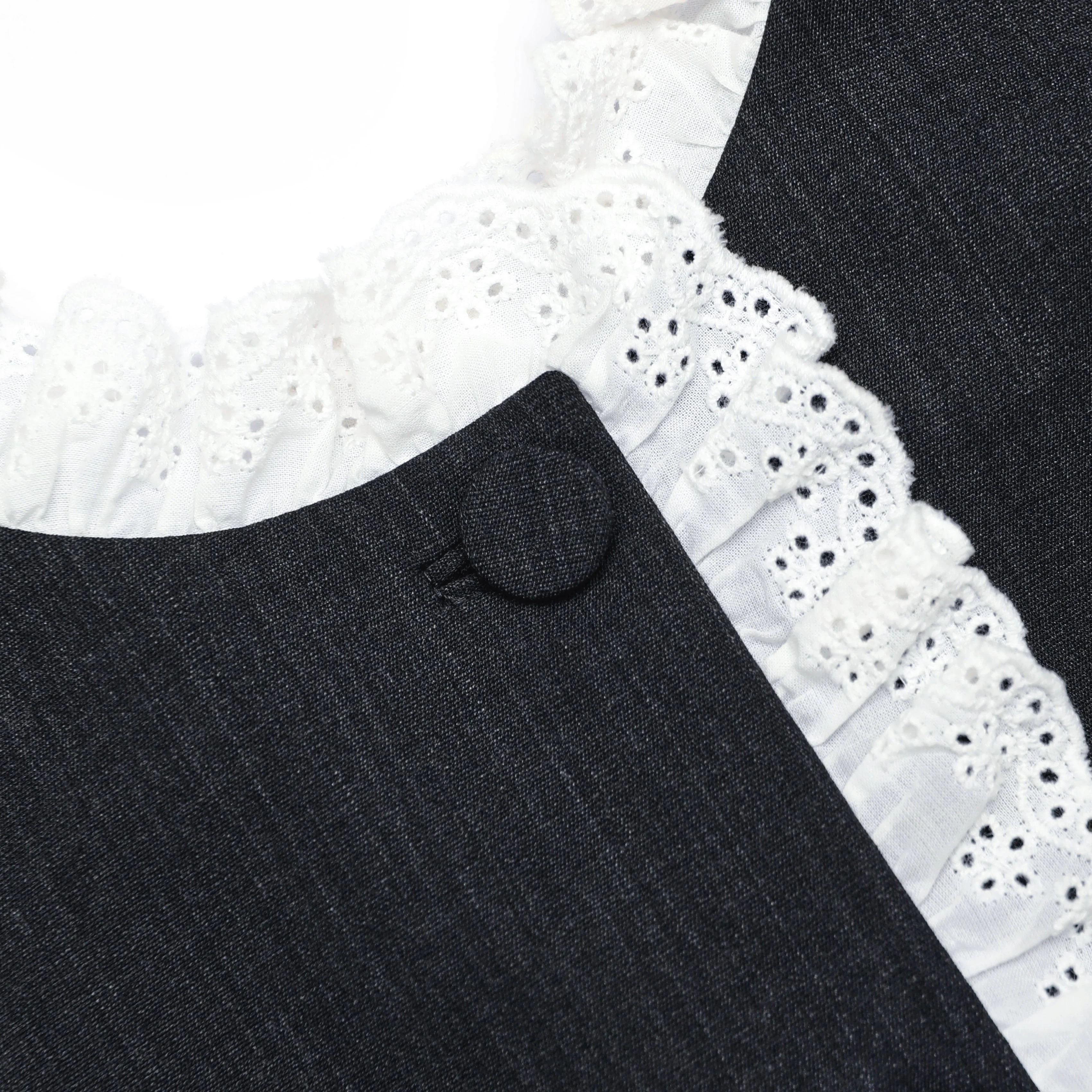 Grey Tailored Cotton Frill Mini Dress - Image 5