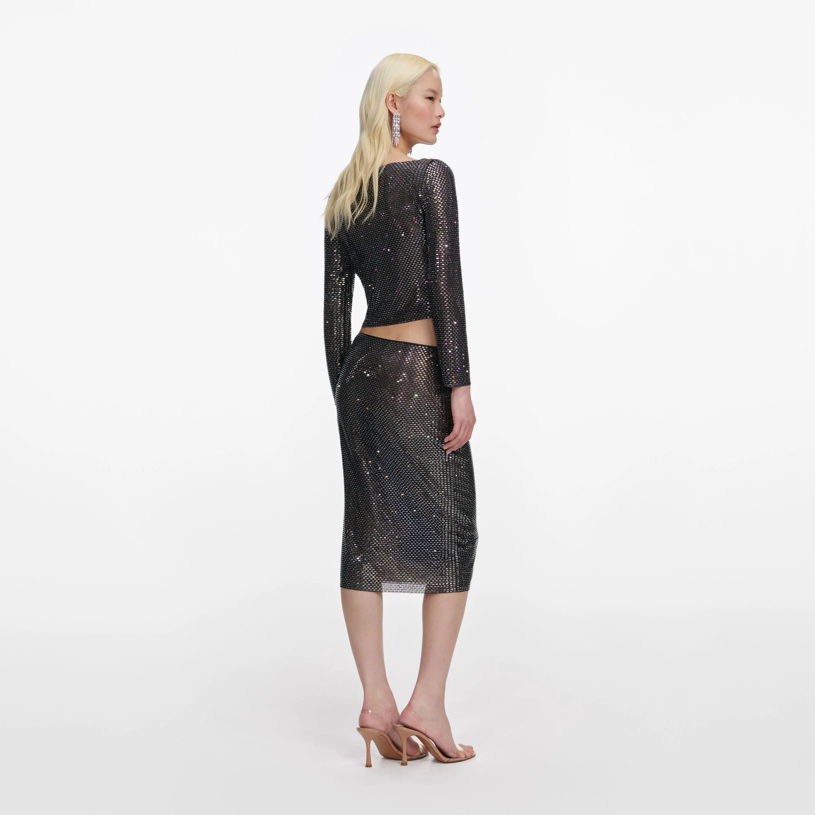 Gunmetal Rhinestone Midi Skirt - Image 4