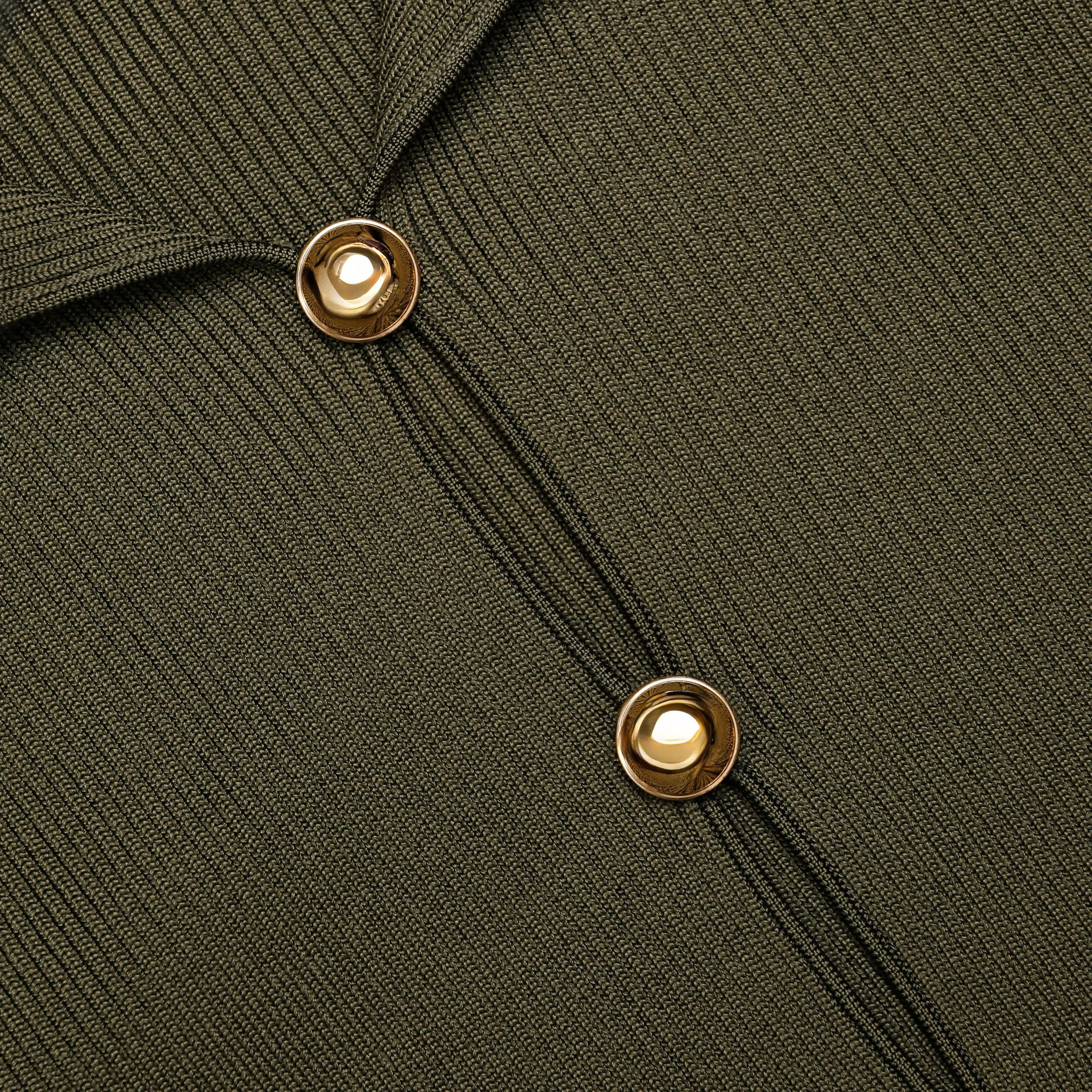 Khaki Button Down Knit Top - Image 5