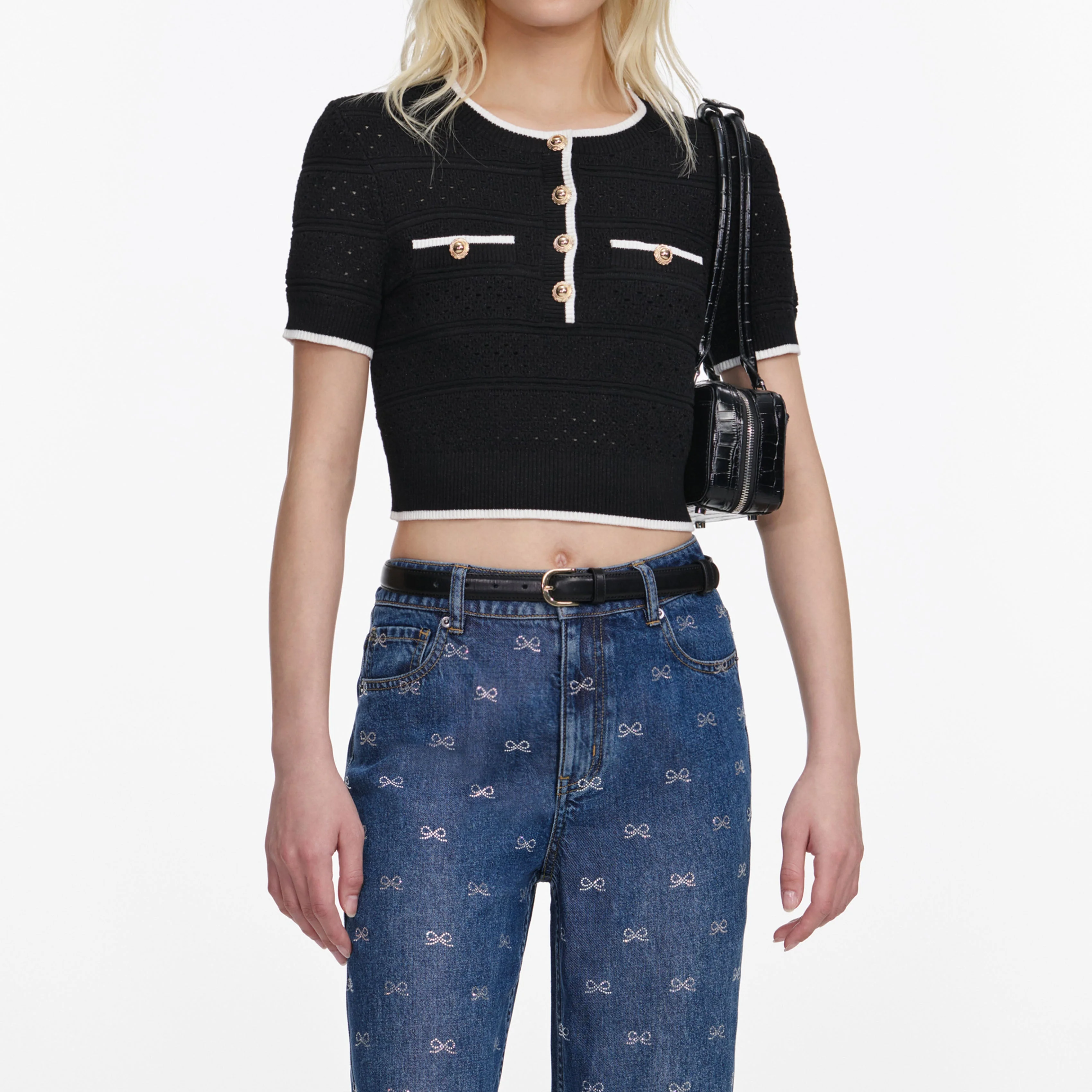 Lightweight Bow Embellished Jeans - Image 4