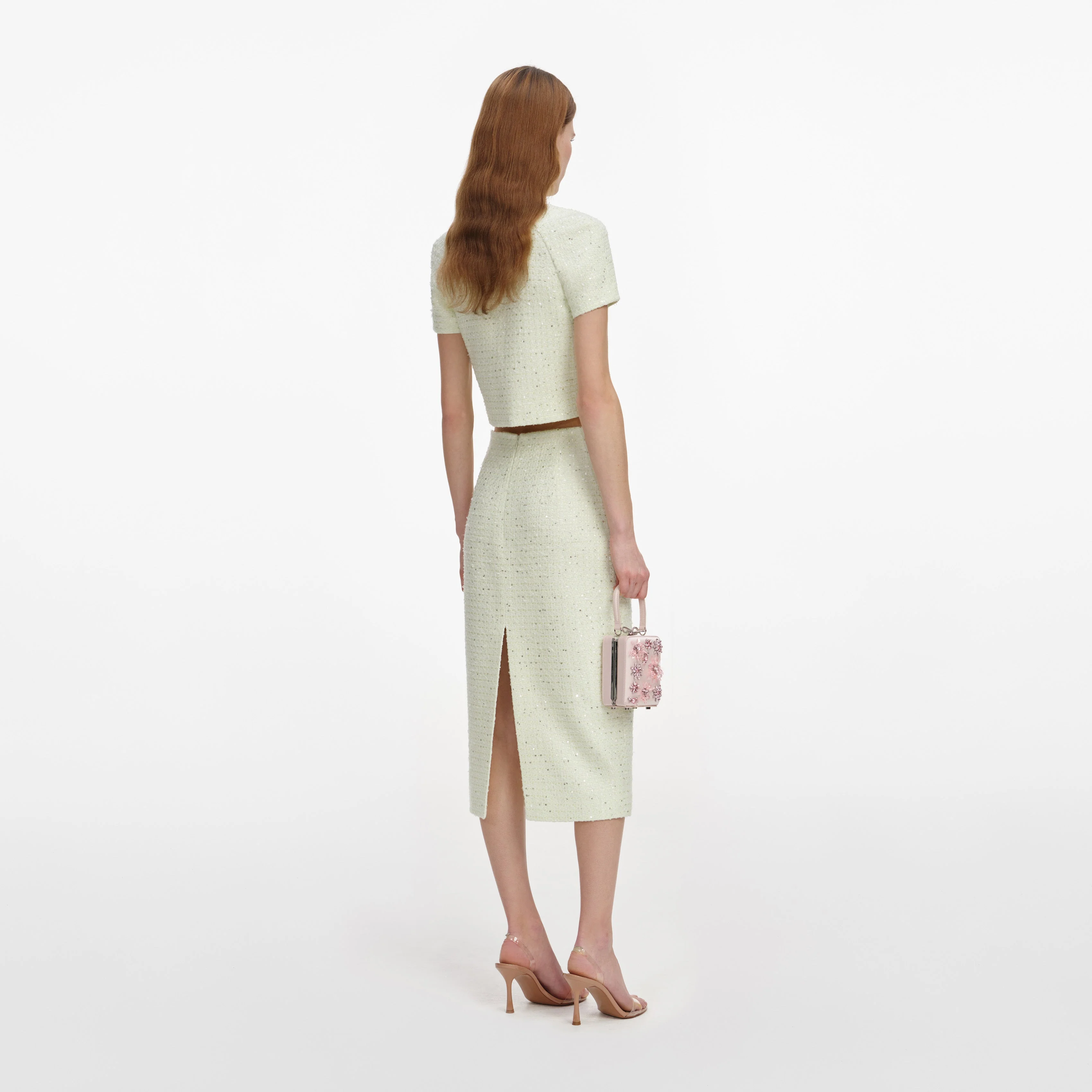 Lime Boucle Midi Skirt - Image 3