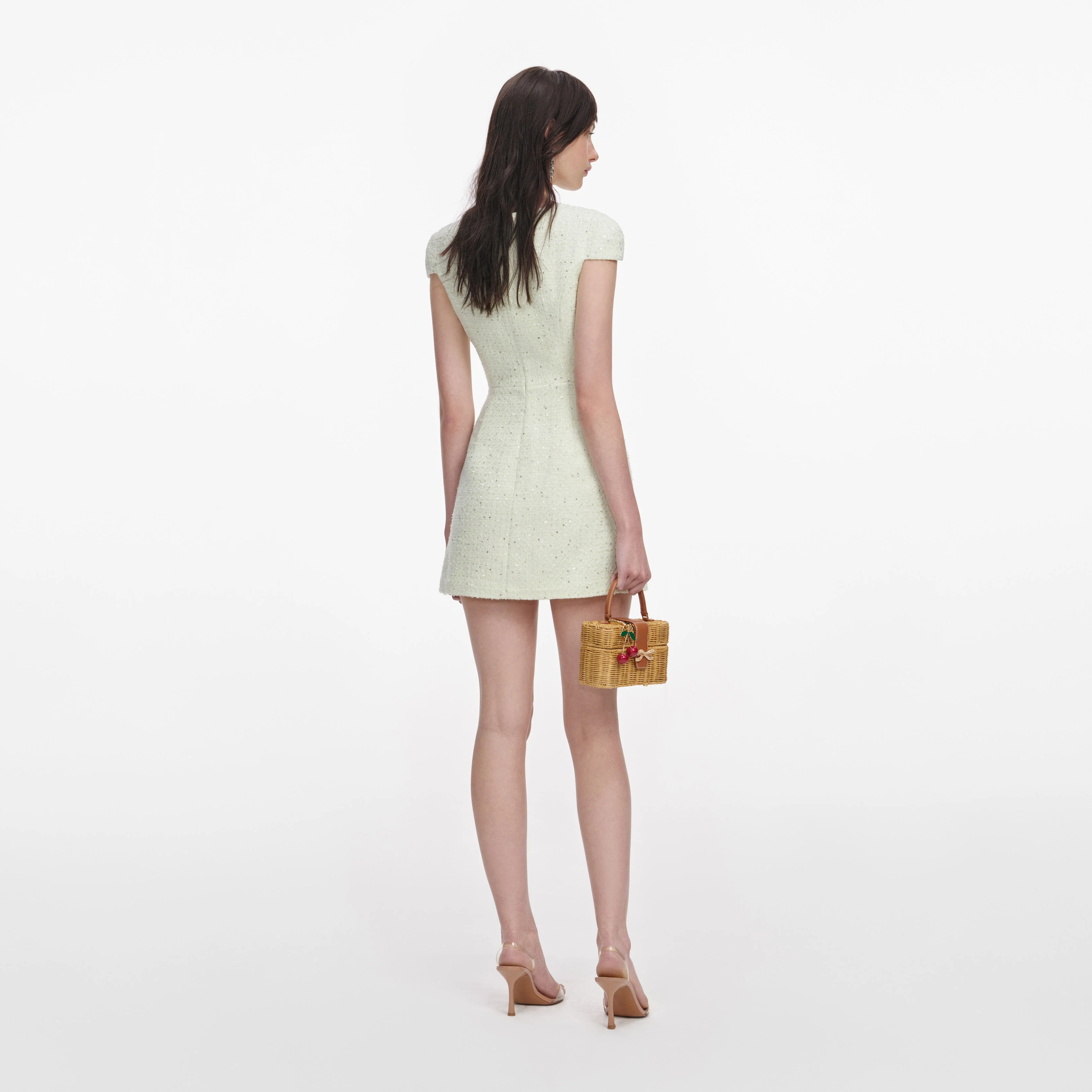 Lime Boucle Mini Dress - Image 3
