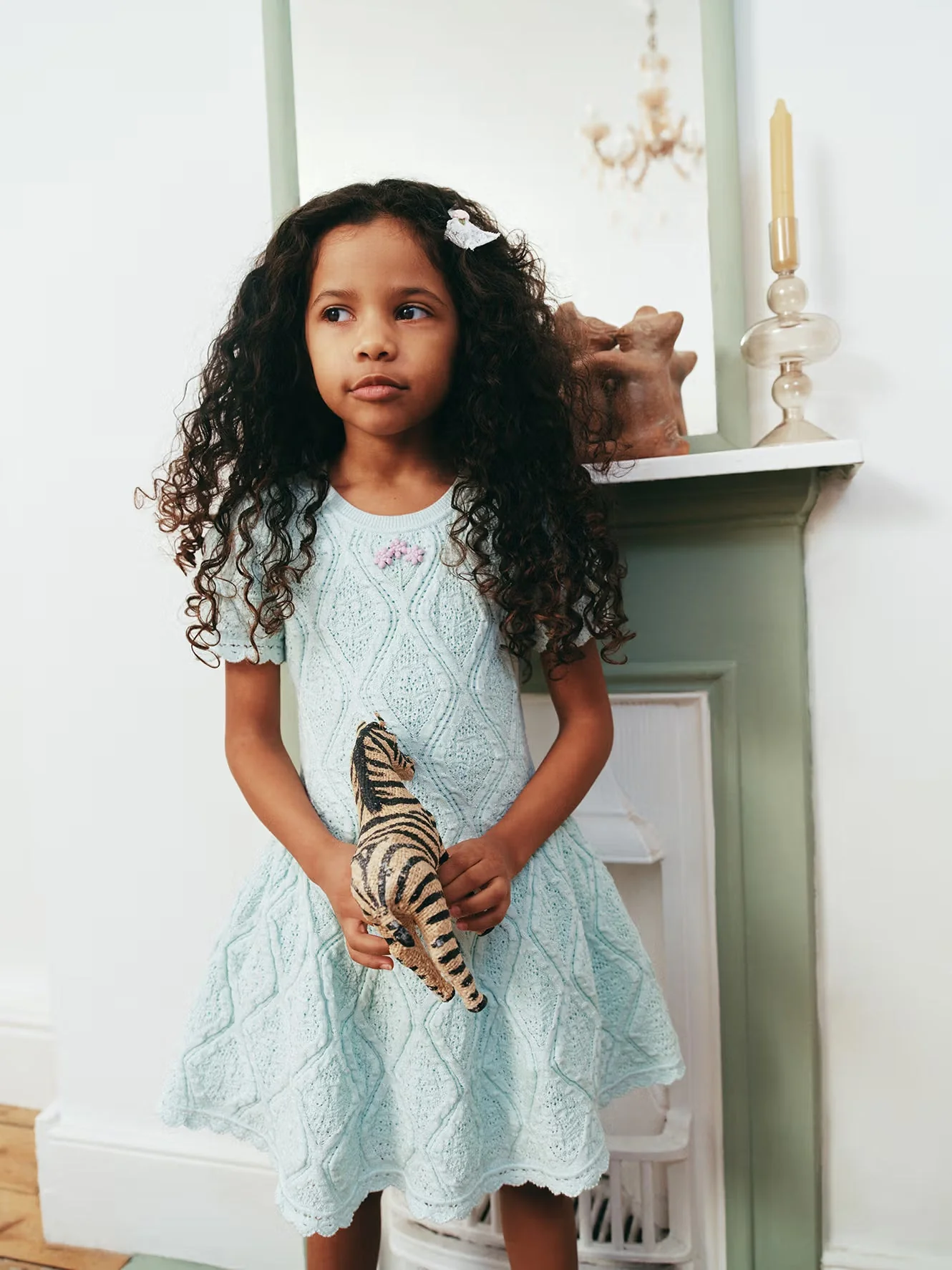 Mint Flower Embroidered Knit Dress - Image 3