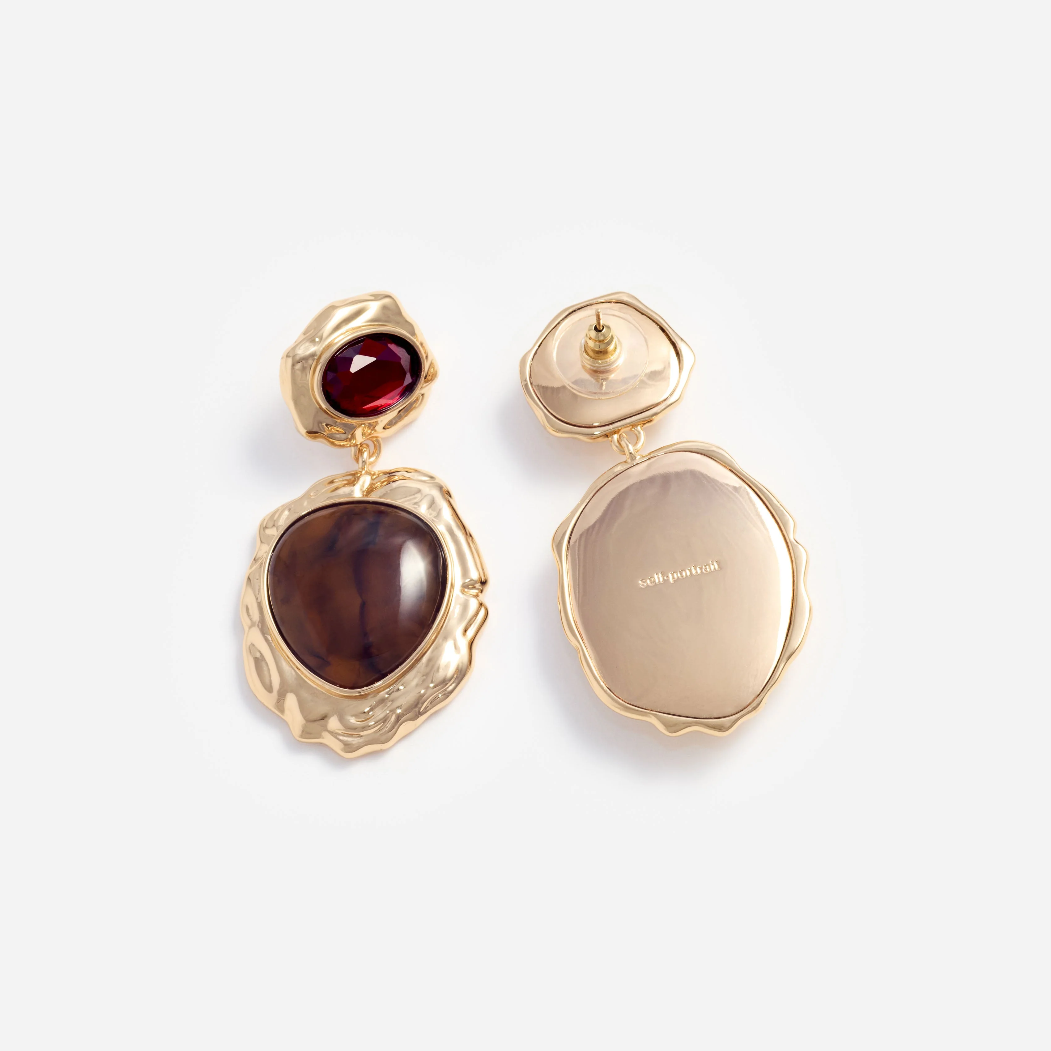 Mottled Gold Multi Tiered Earrings - Image 3