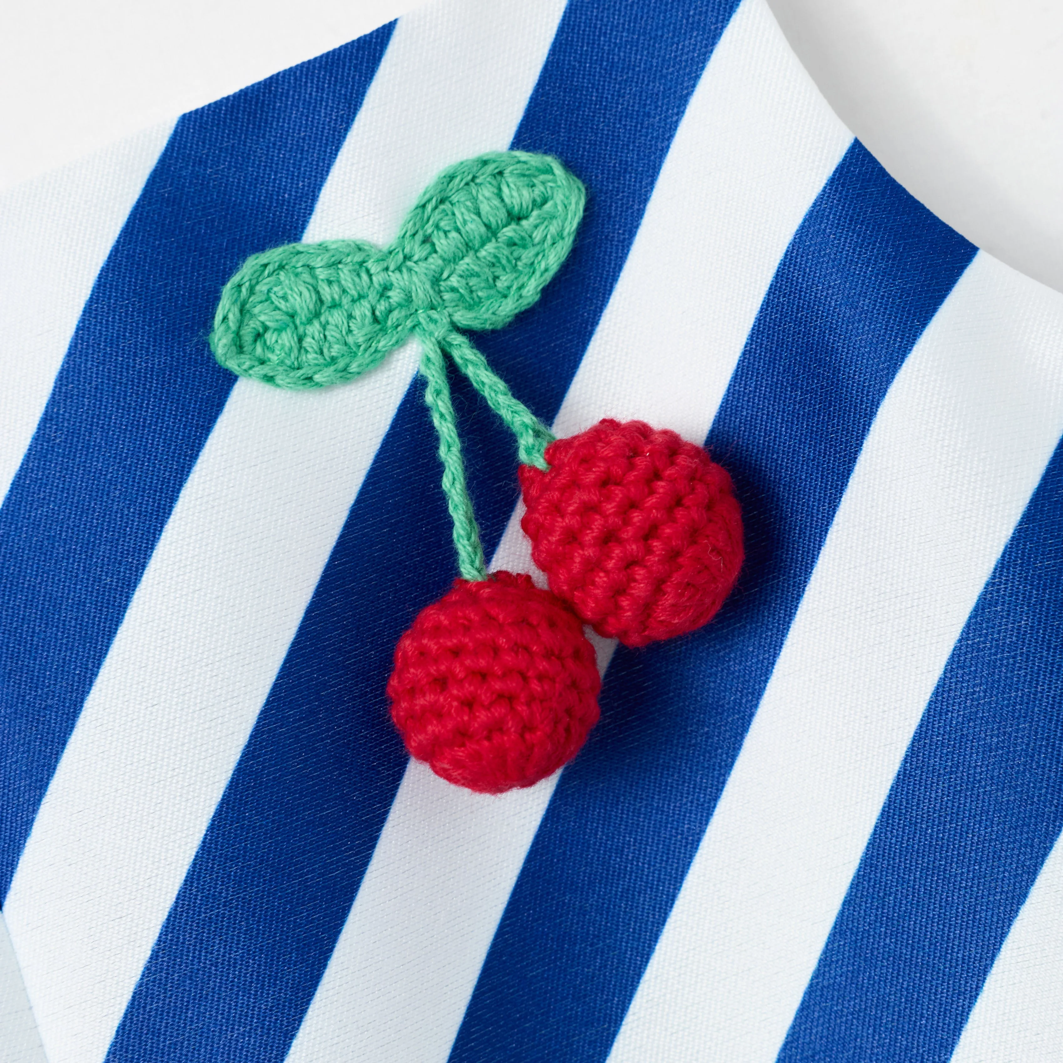 Navy Stripe Cherry Motif Dress - Image 4