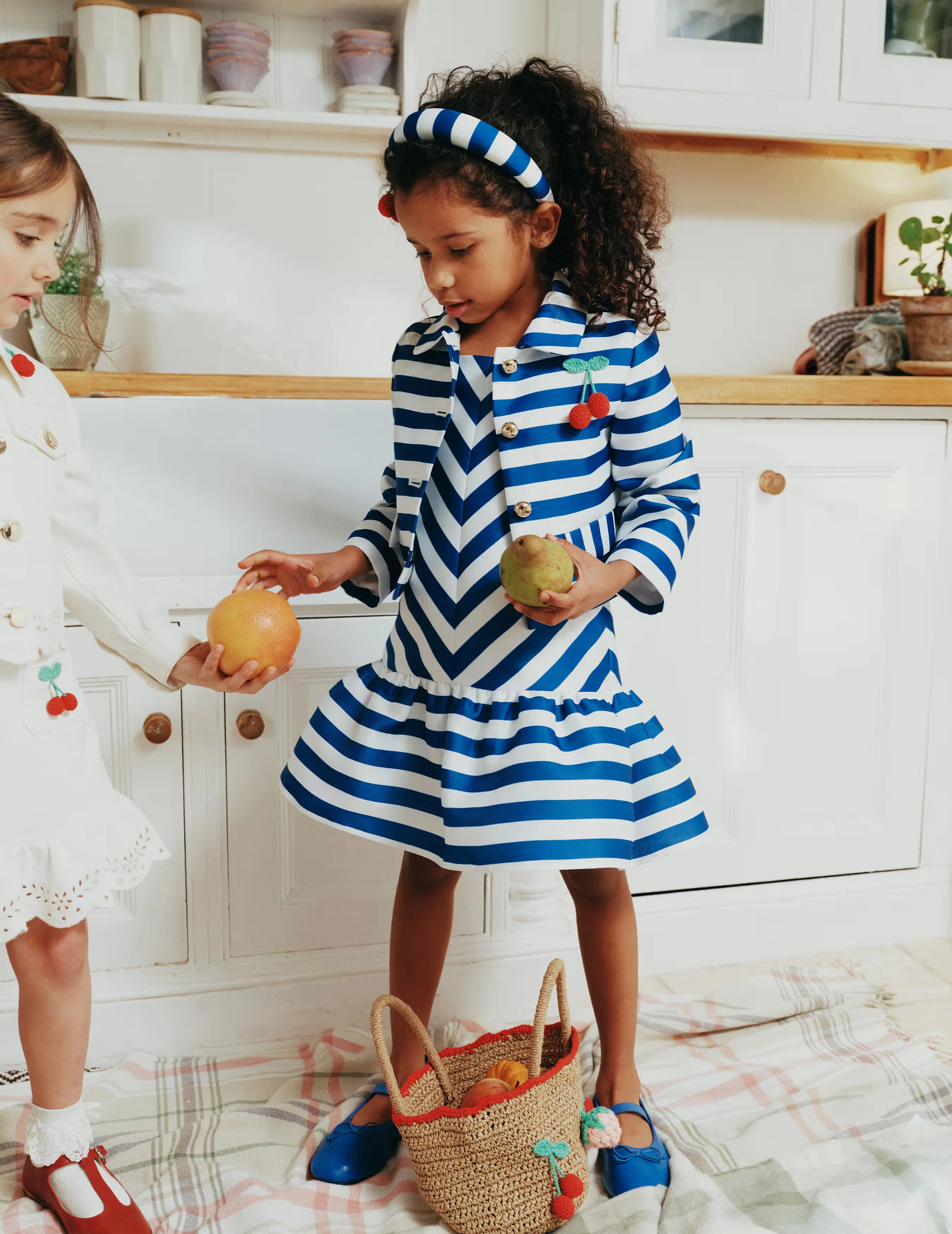 Navy Stripe Cherry Motif Jacket - Image 3