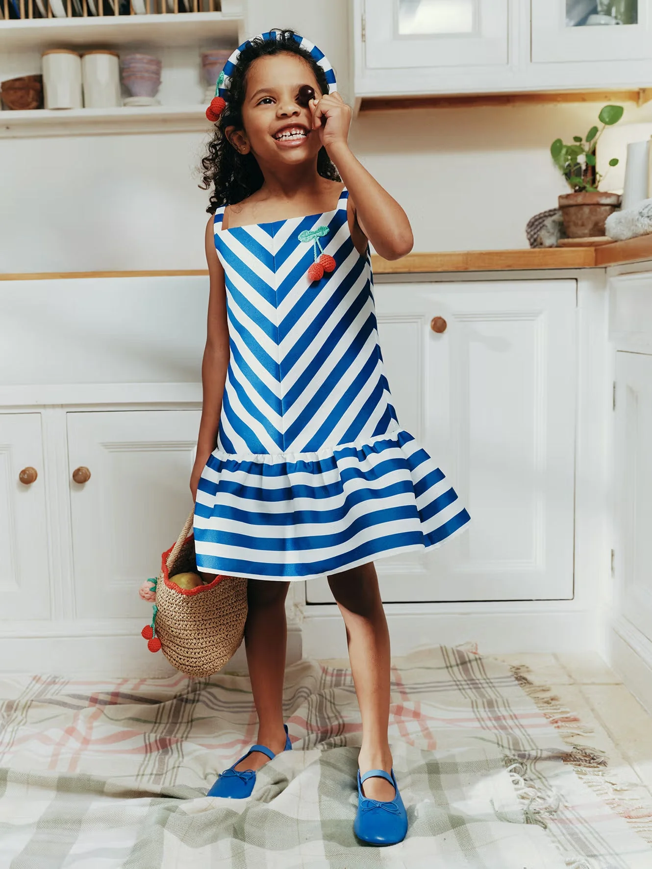 Navy Striped Cherry Motif Headband - Image 4