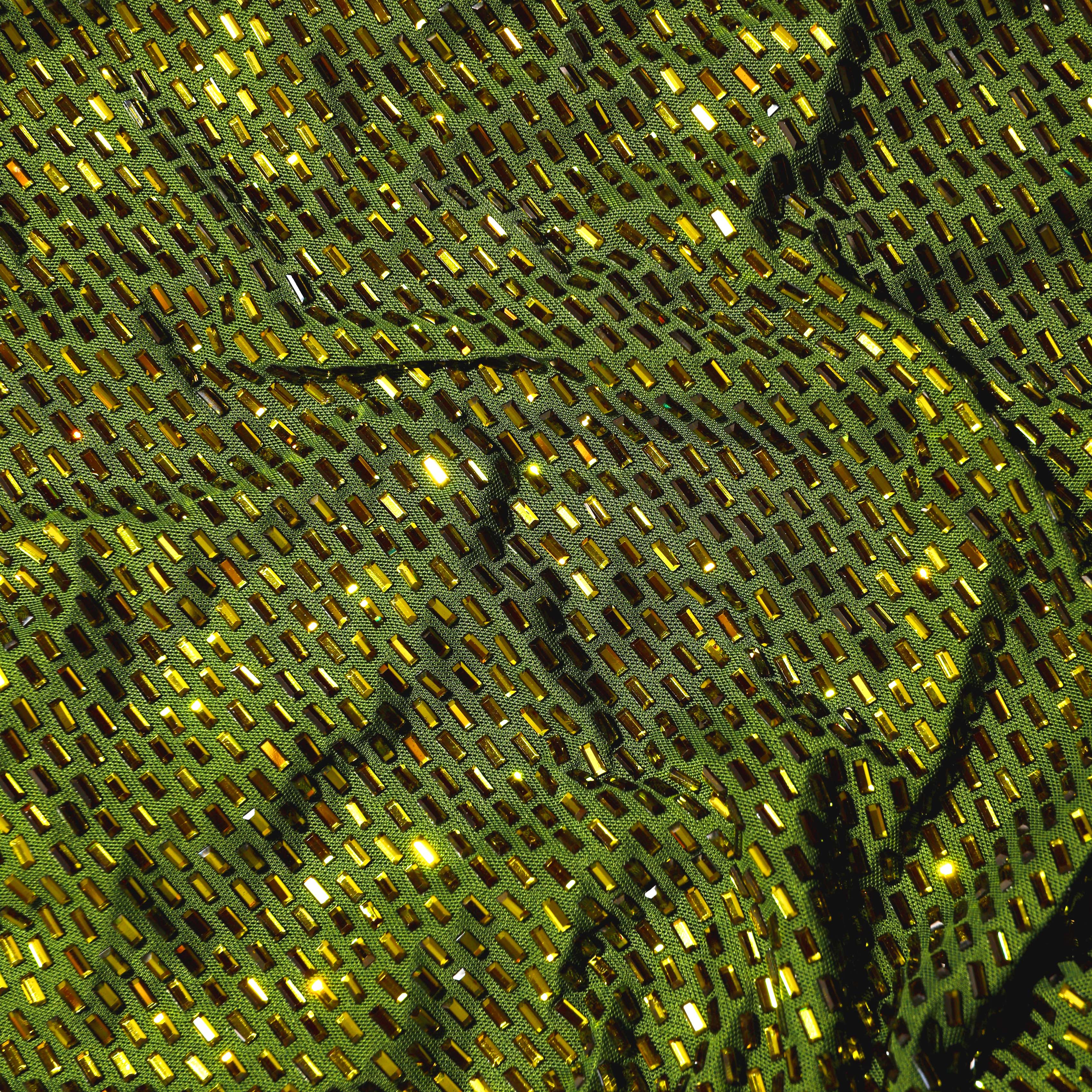 Olive Rhinestone Mesh Midi Dress - Image 5