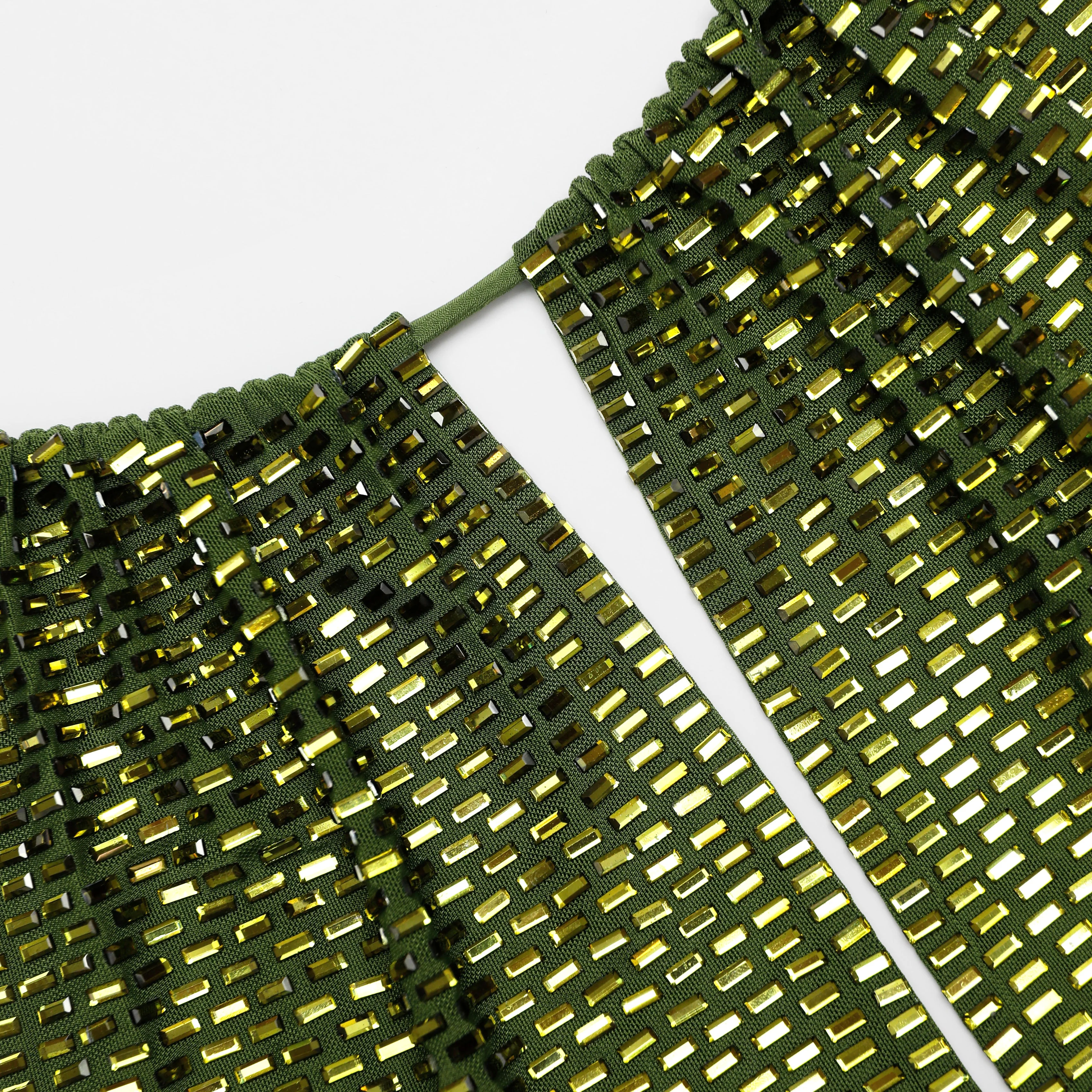 Olive Rhinestone Mini Dress - Image 5