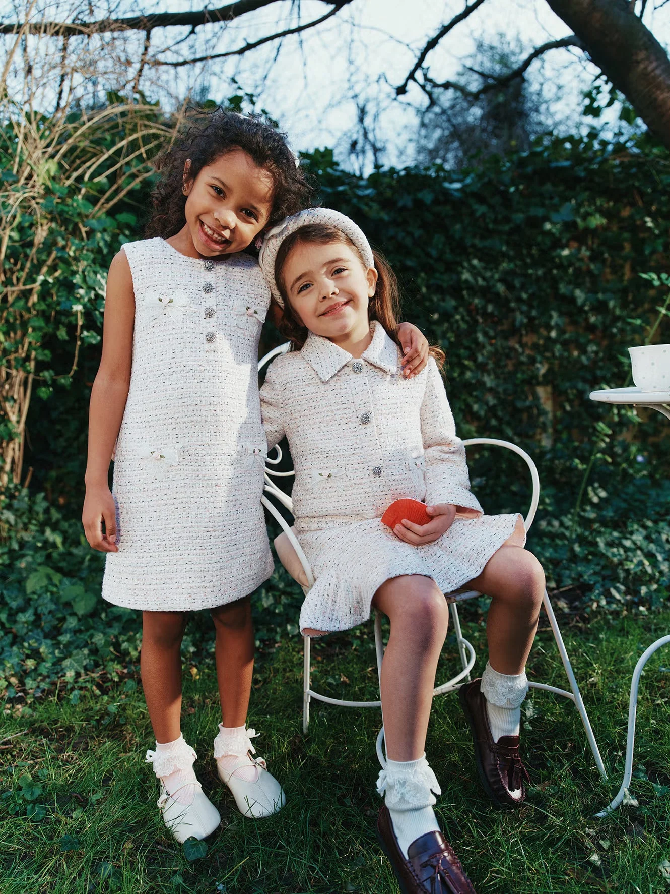 Pink Boucle Lace Bow Dress - Image 3