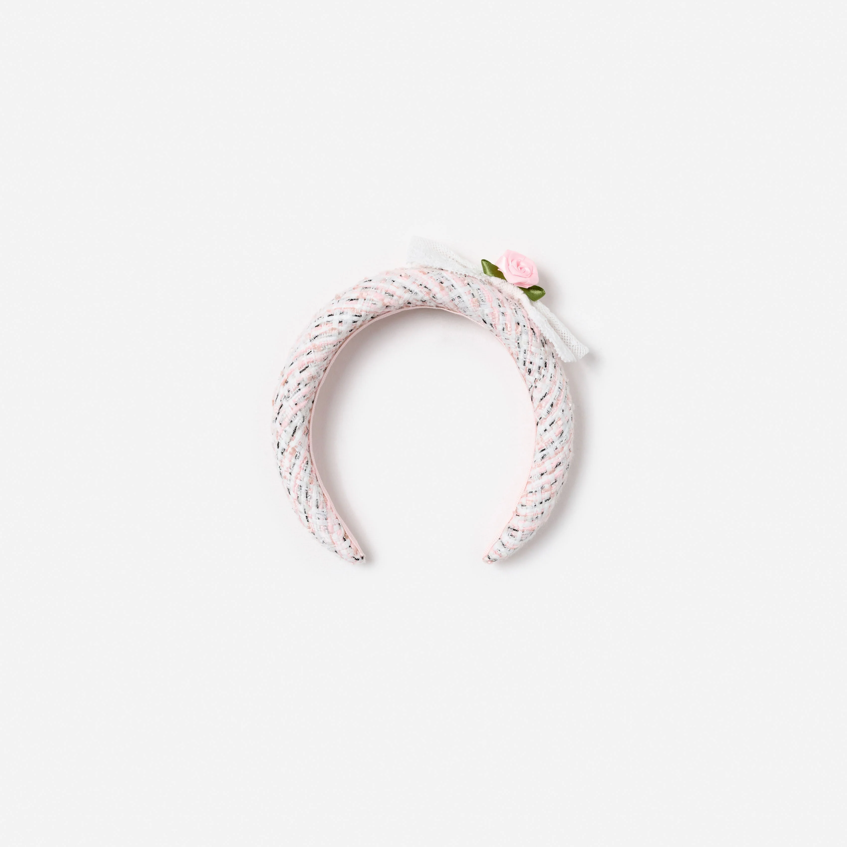 Pink Boucle Lace Bow Head Band - Image 2