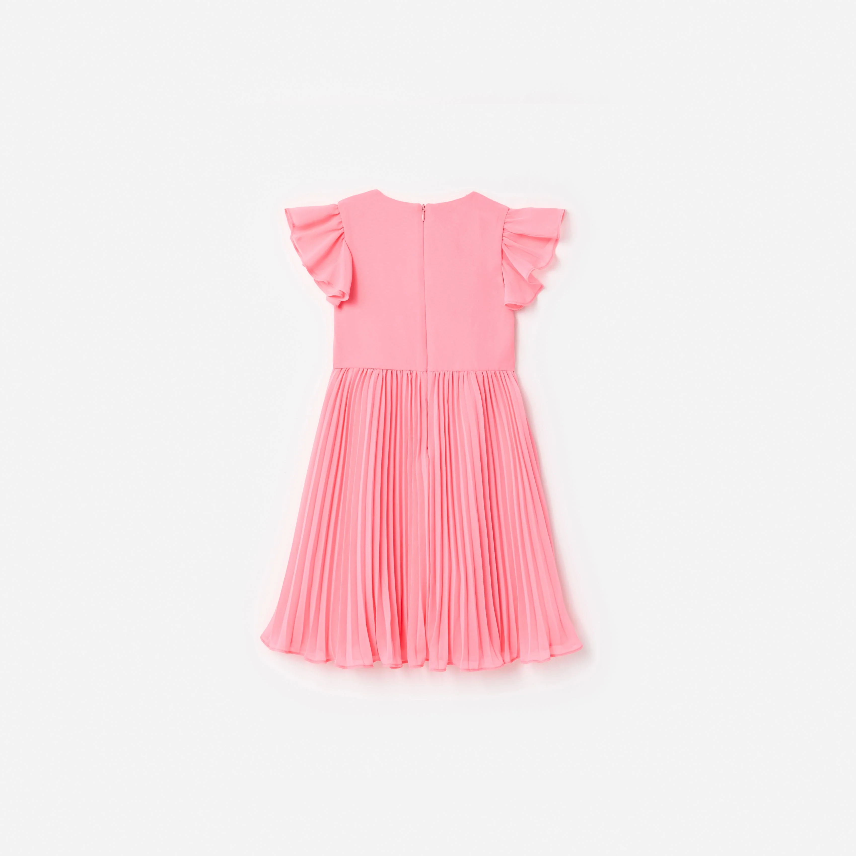 Pink Chiffon Lace Trim Dress - Image 2