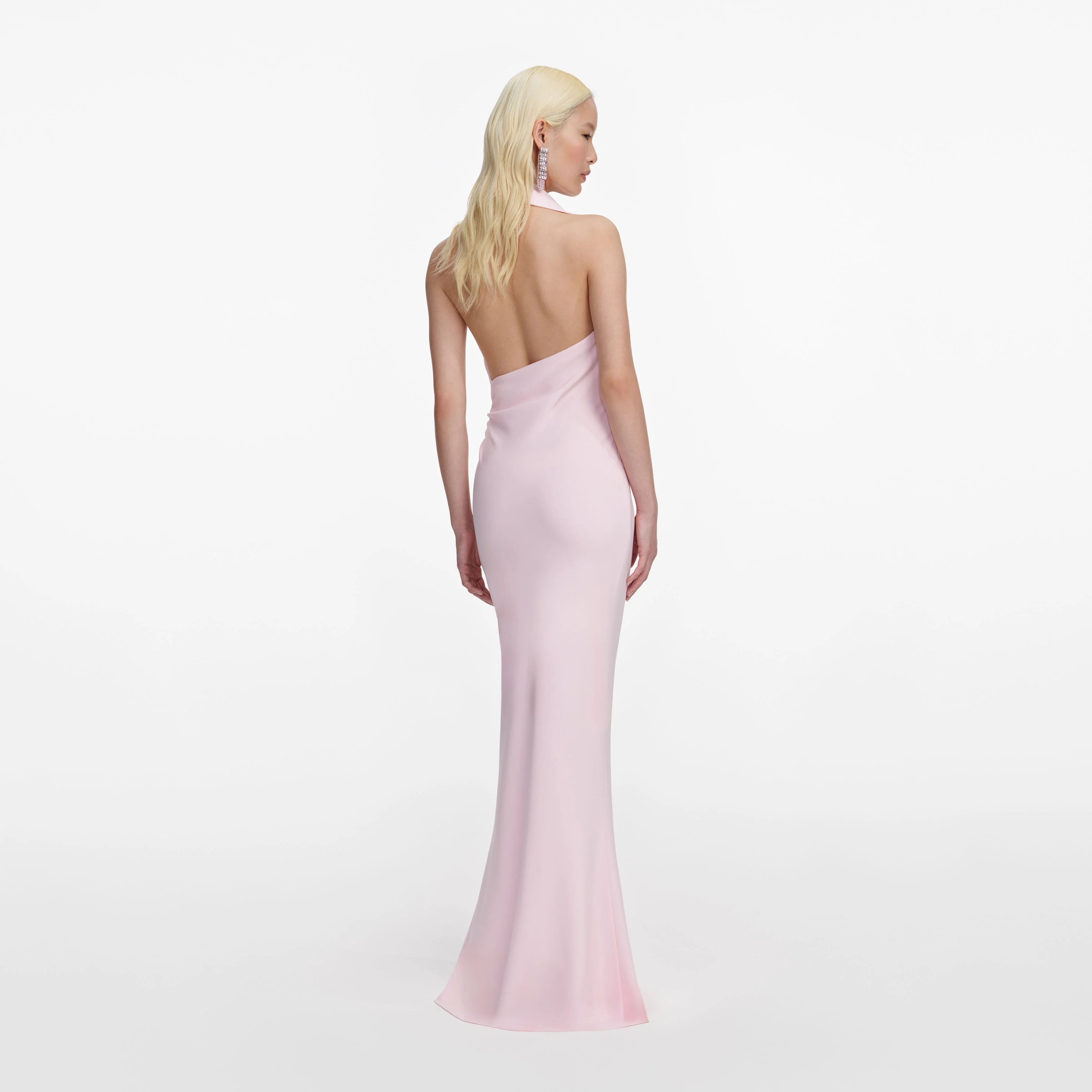 Pink Crepe Halter Neck Maxi Dress - Image 3
