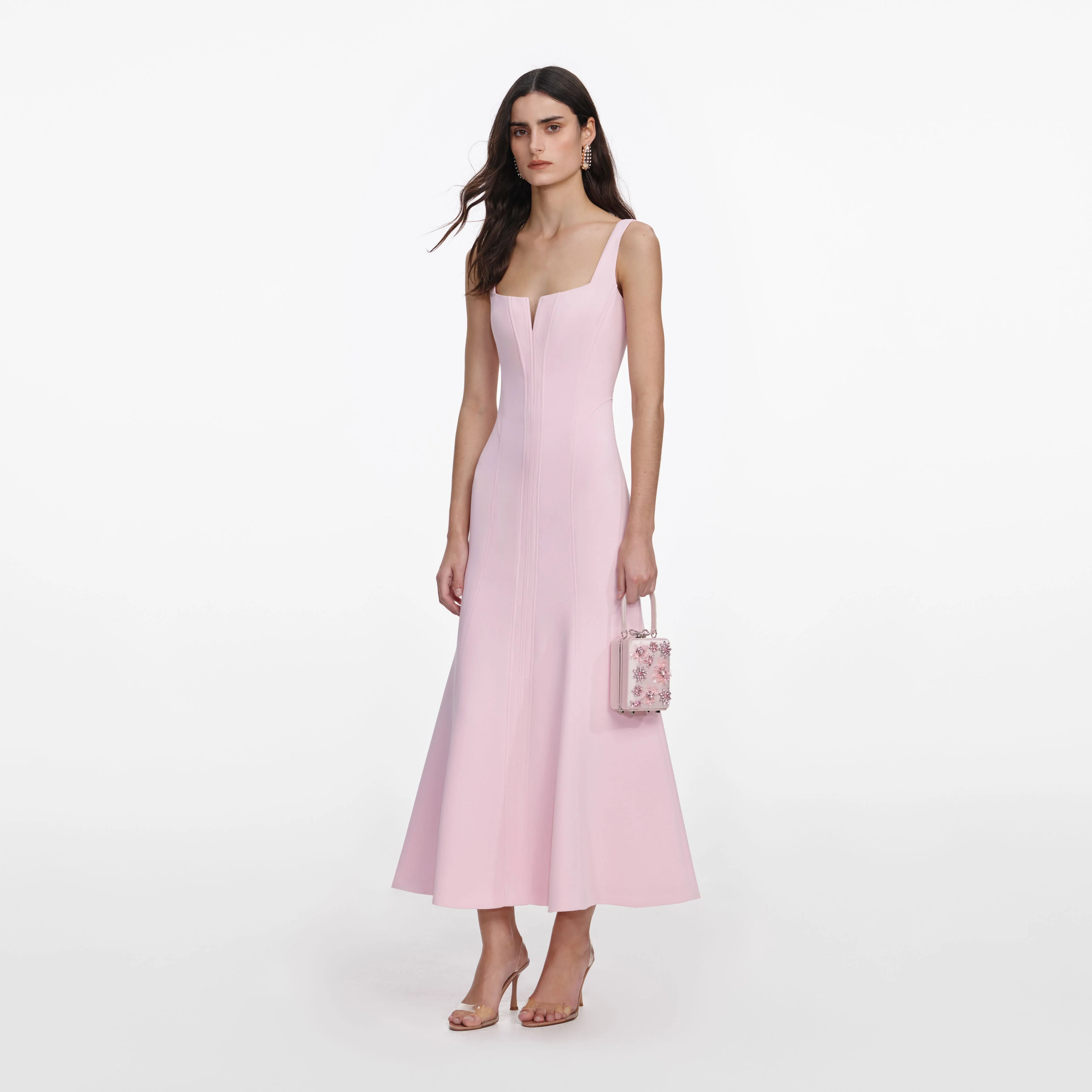 Pink Crepe Midi Dress - Image 2