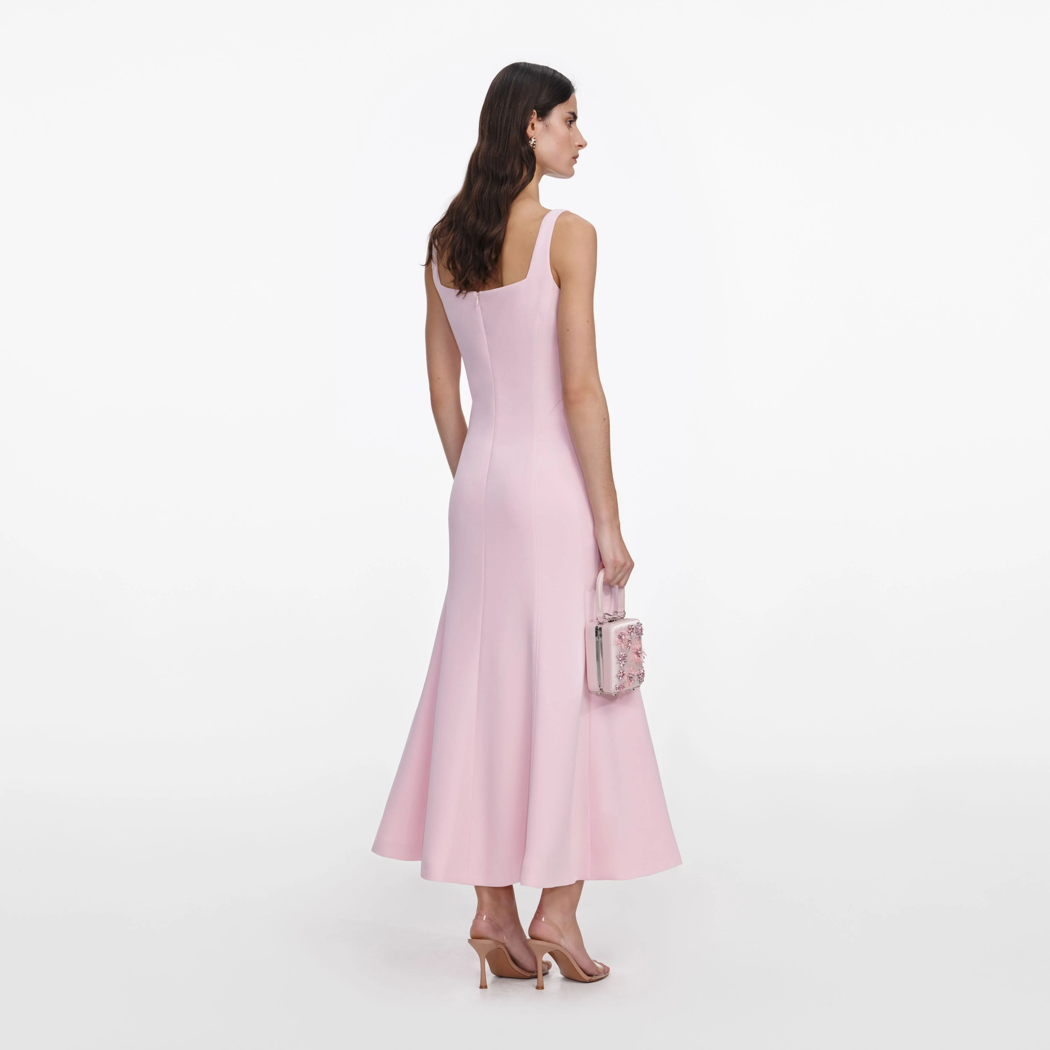Pink Crepe Midi Dress - Image 3