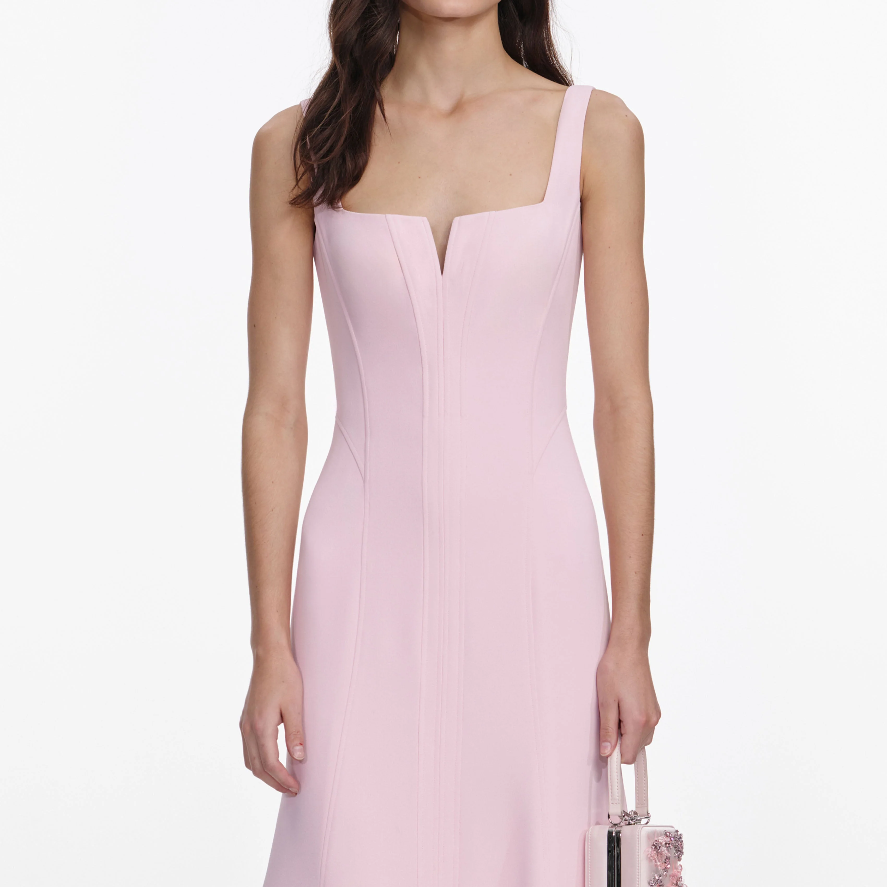 Pink Crepe Midi Dress - Image 4