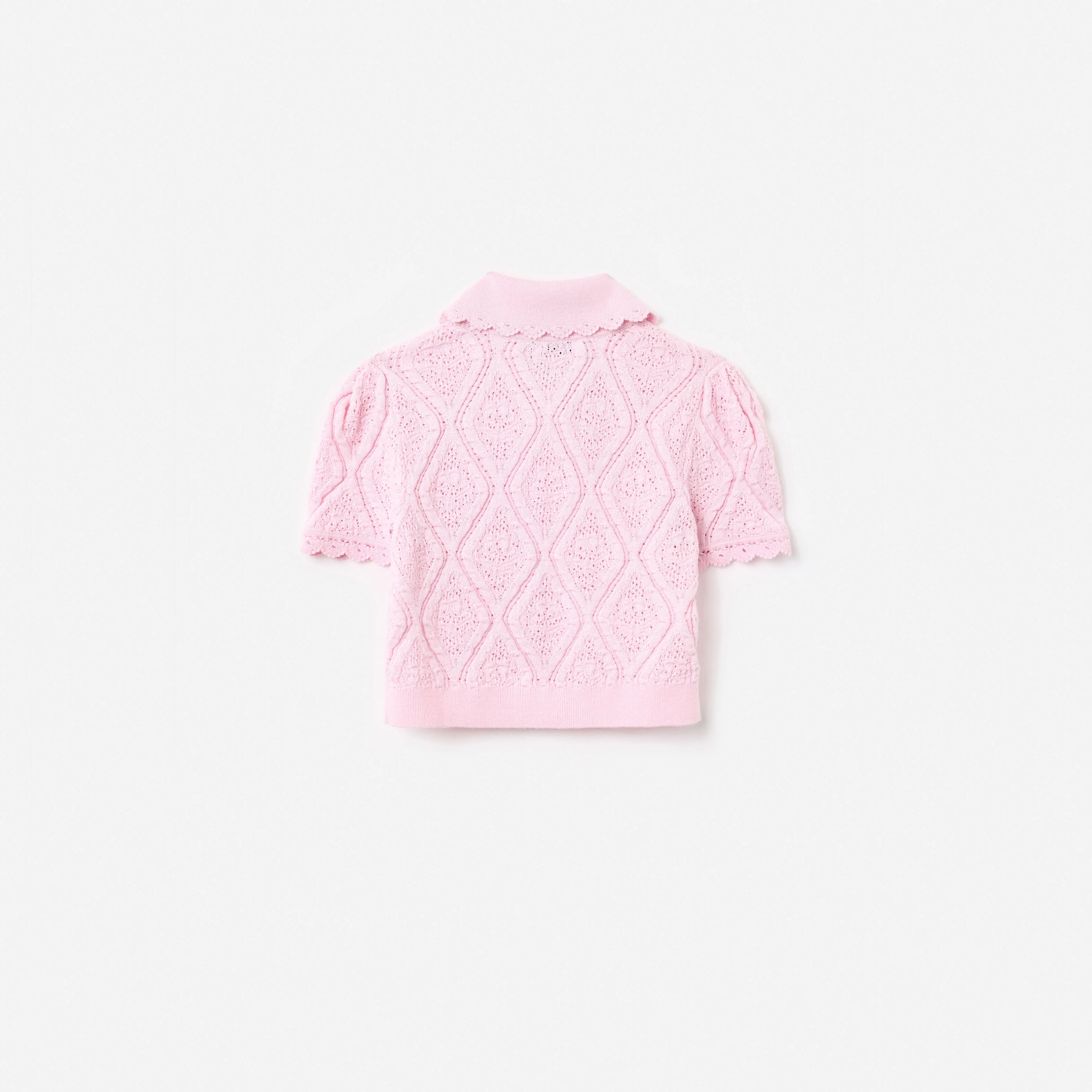 Pink Flower Embroidered Knit Top - Image 2