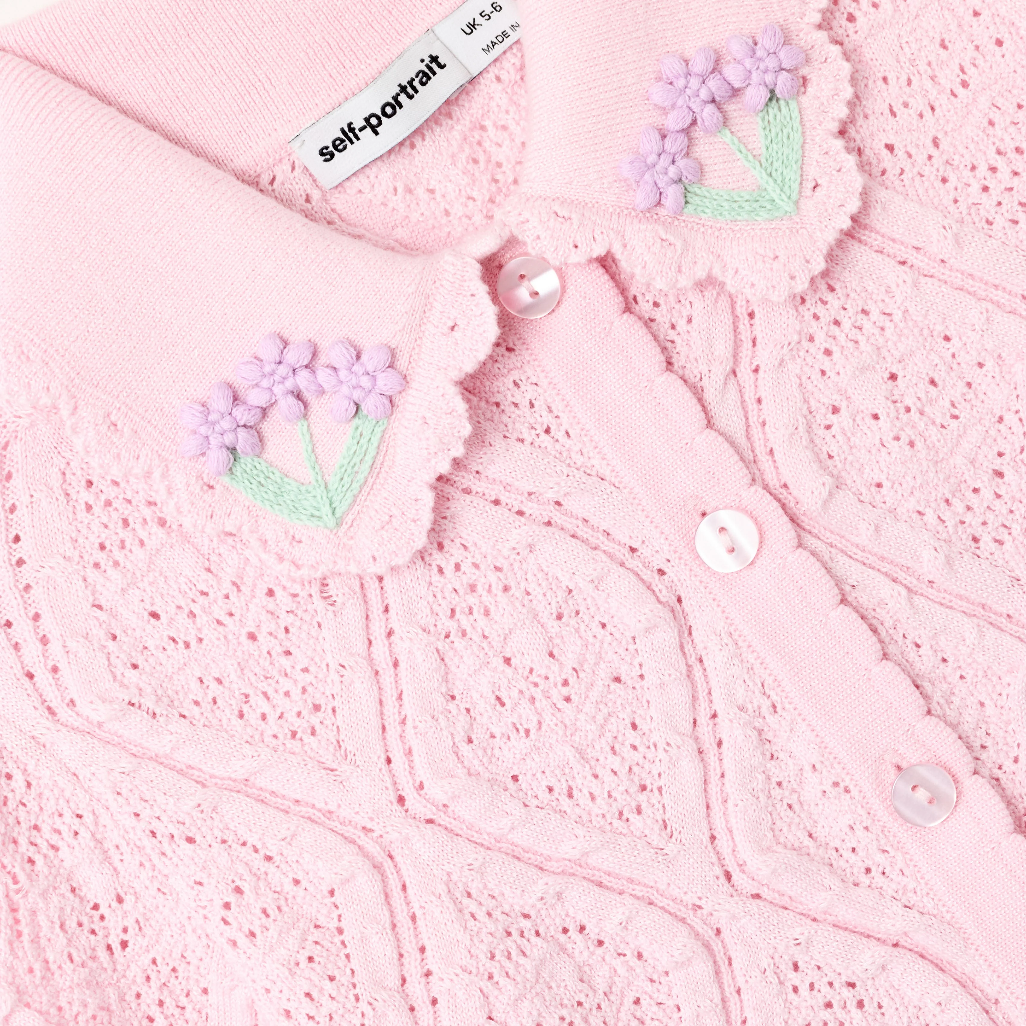 Pink Flower Embroidered Knit Top - Image 4